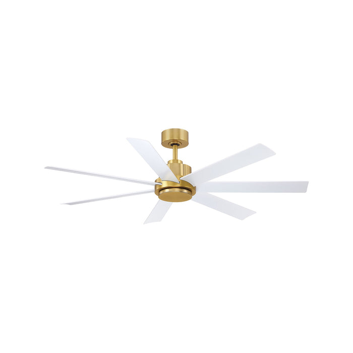Pendry Indoor / Outdoor Ceiling Fan in Brushed Satin Brass / Matte White (56-Inch).