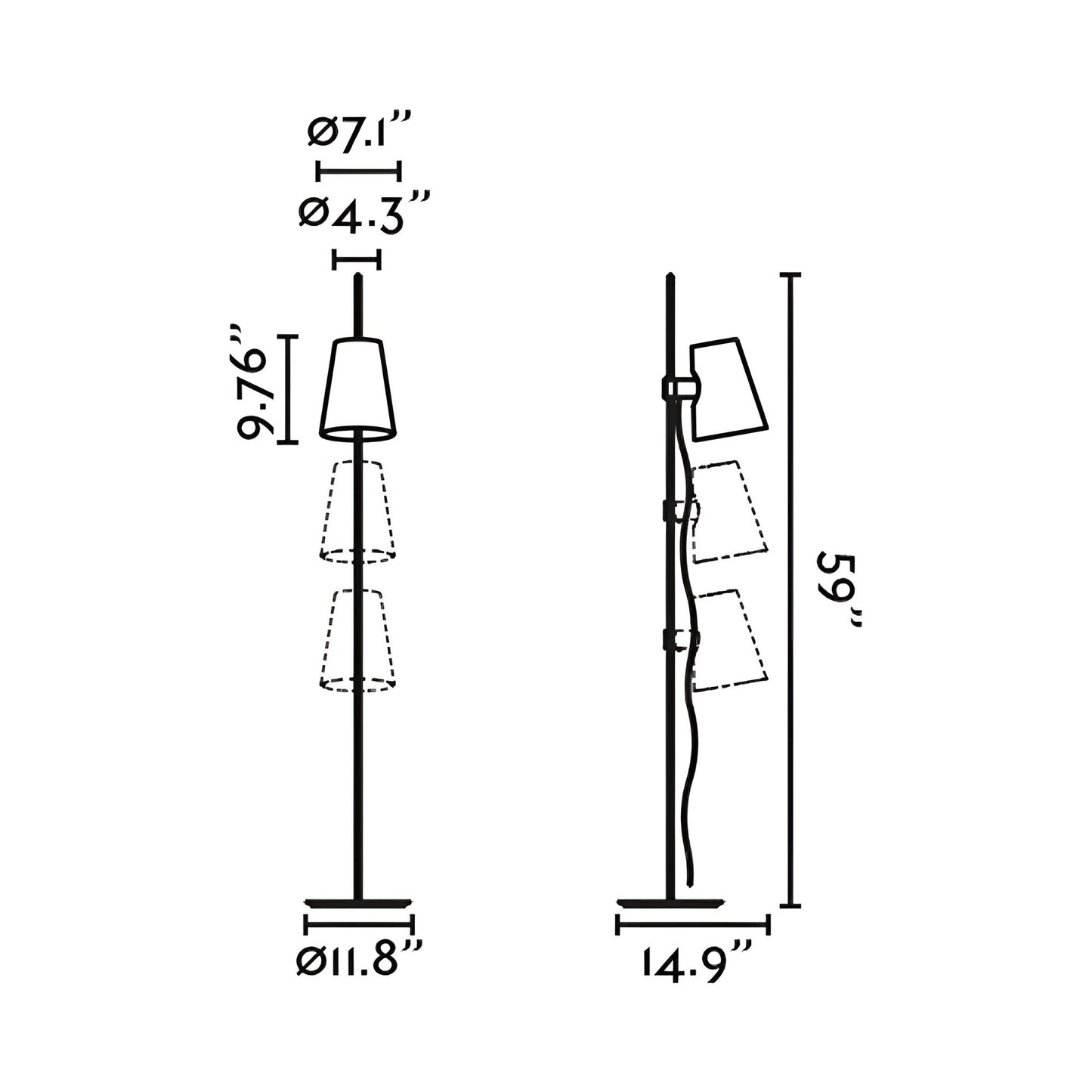 Lupe Floor Lamp - line drawing.