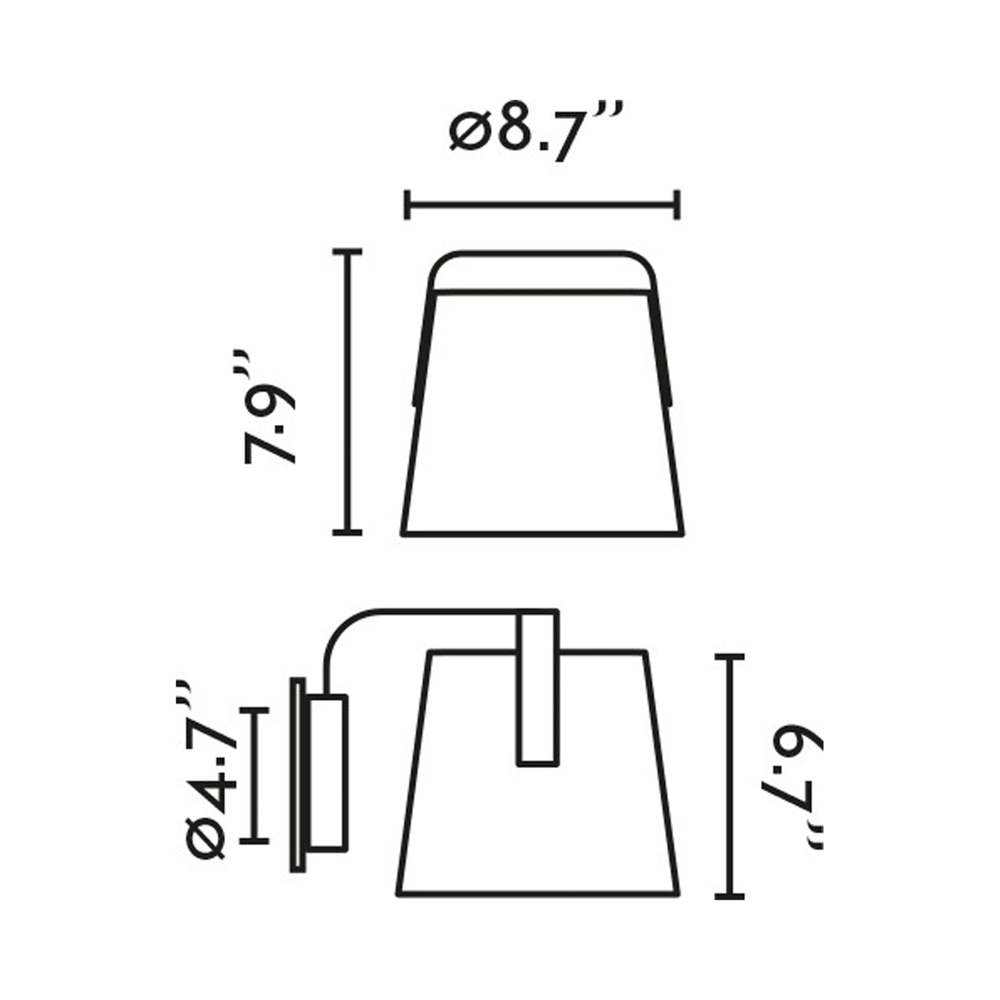 Stood Wall Light - line drawing.