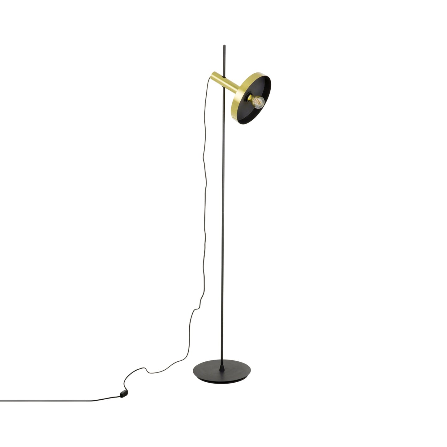 Whizz Floor Lamp in Satin Gold/Black.