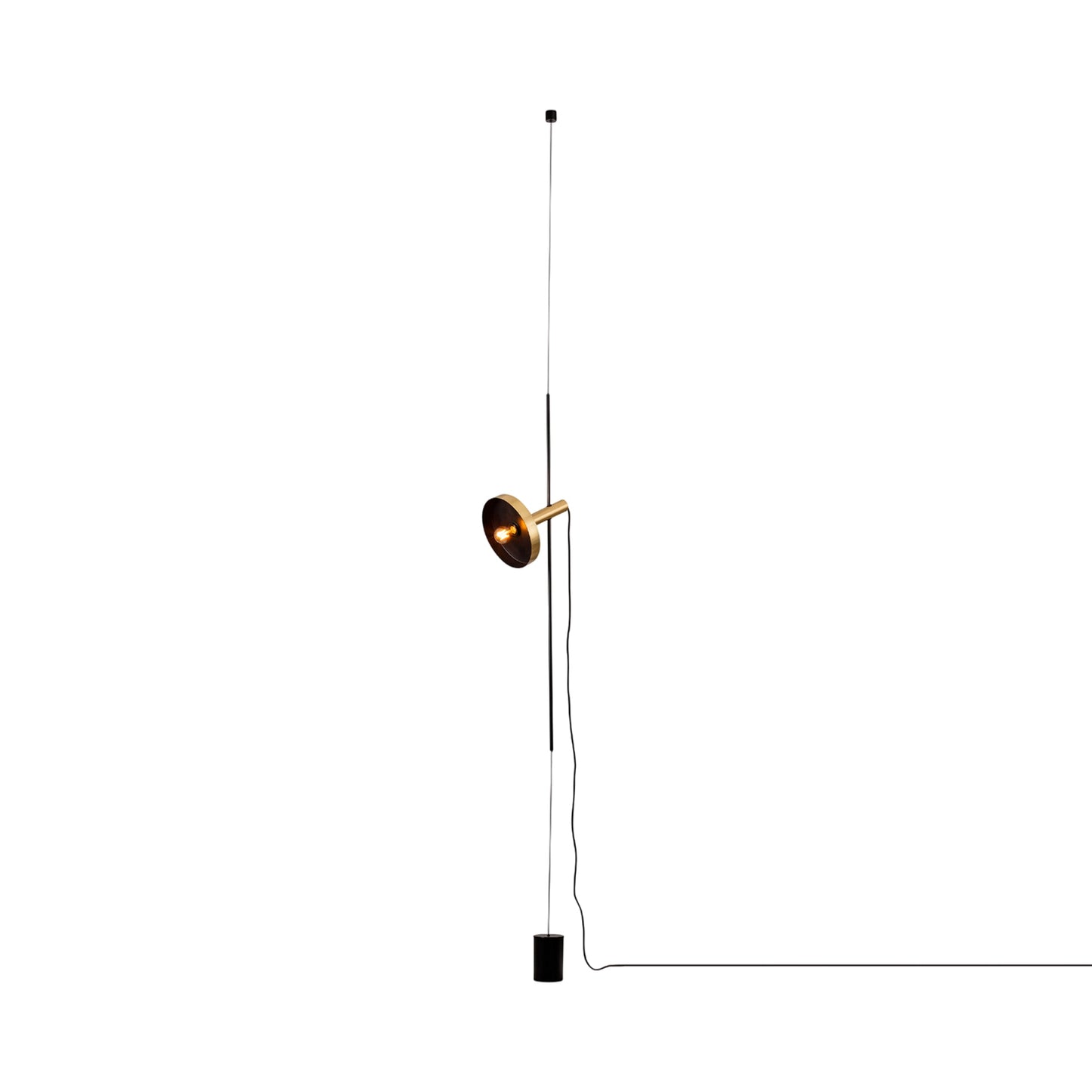 Whizz Pendant Floor Lamp in Satin Gold/Black.