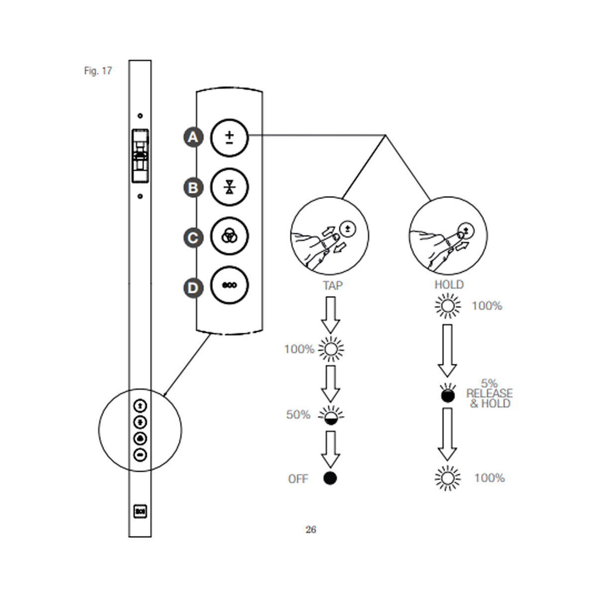 Black Flag LED Wall Light - line drawing.