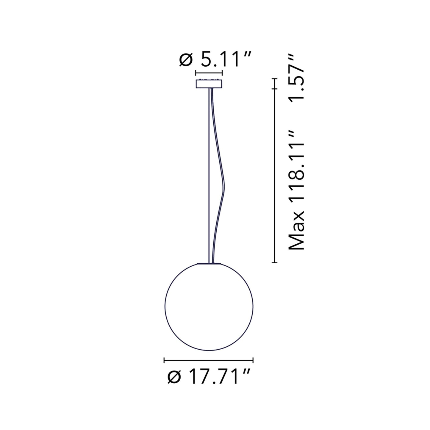 My Sphere Pendant Light - line drawing.