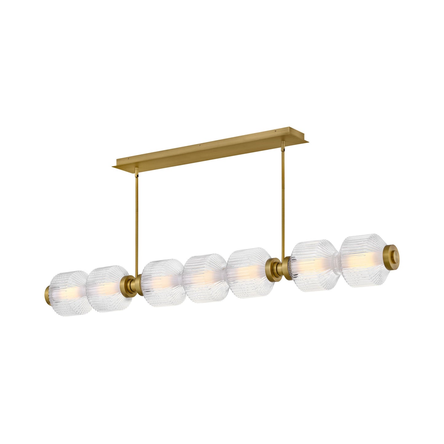 Reign LED Linear Pendant Light in Lacquered Brass (69.25-Inch).