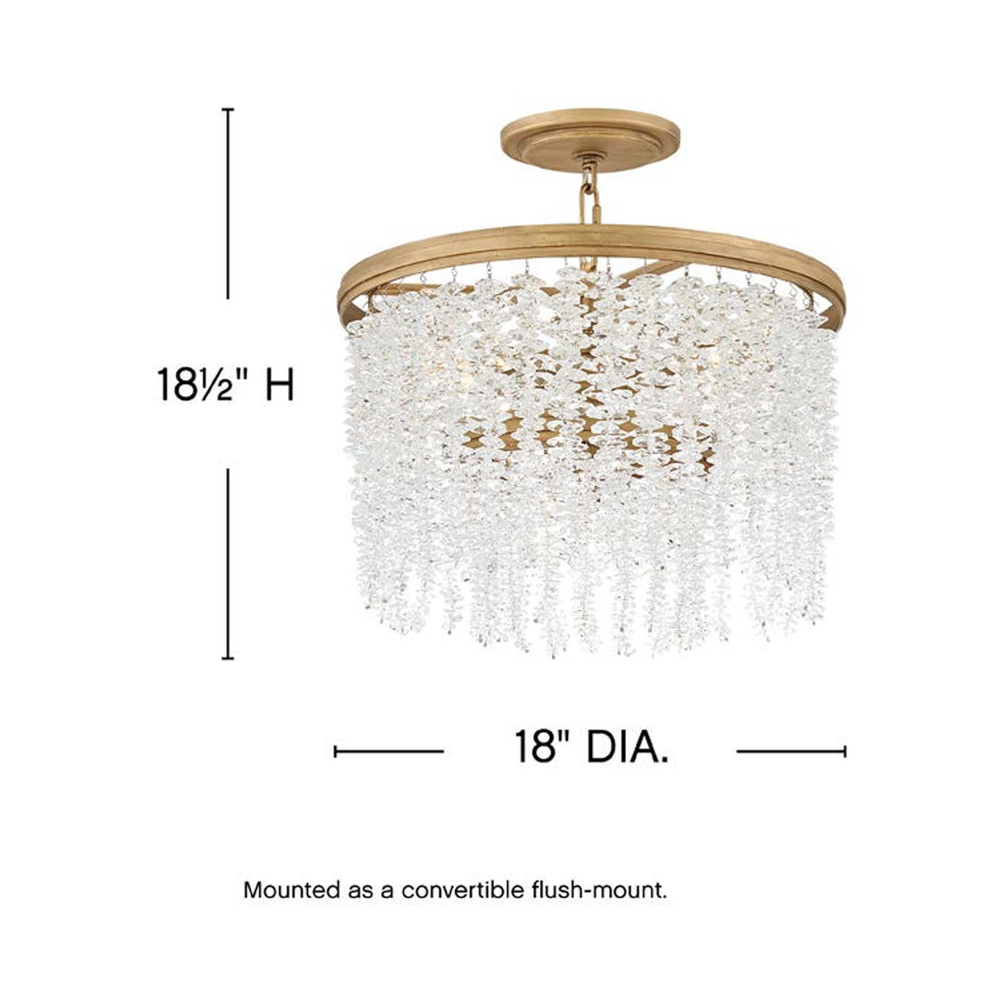 Rubina Semi Flush Convertible Pendant Light - line drawing.
