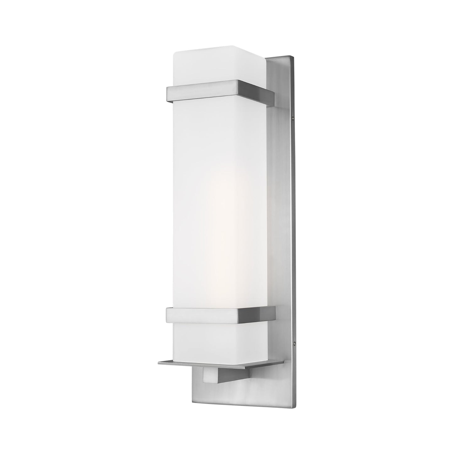 Alban Outdoor Square Wall Light in Satin Aluminum (Large).
