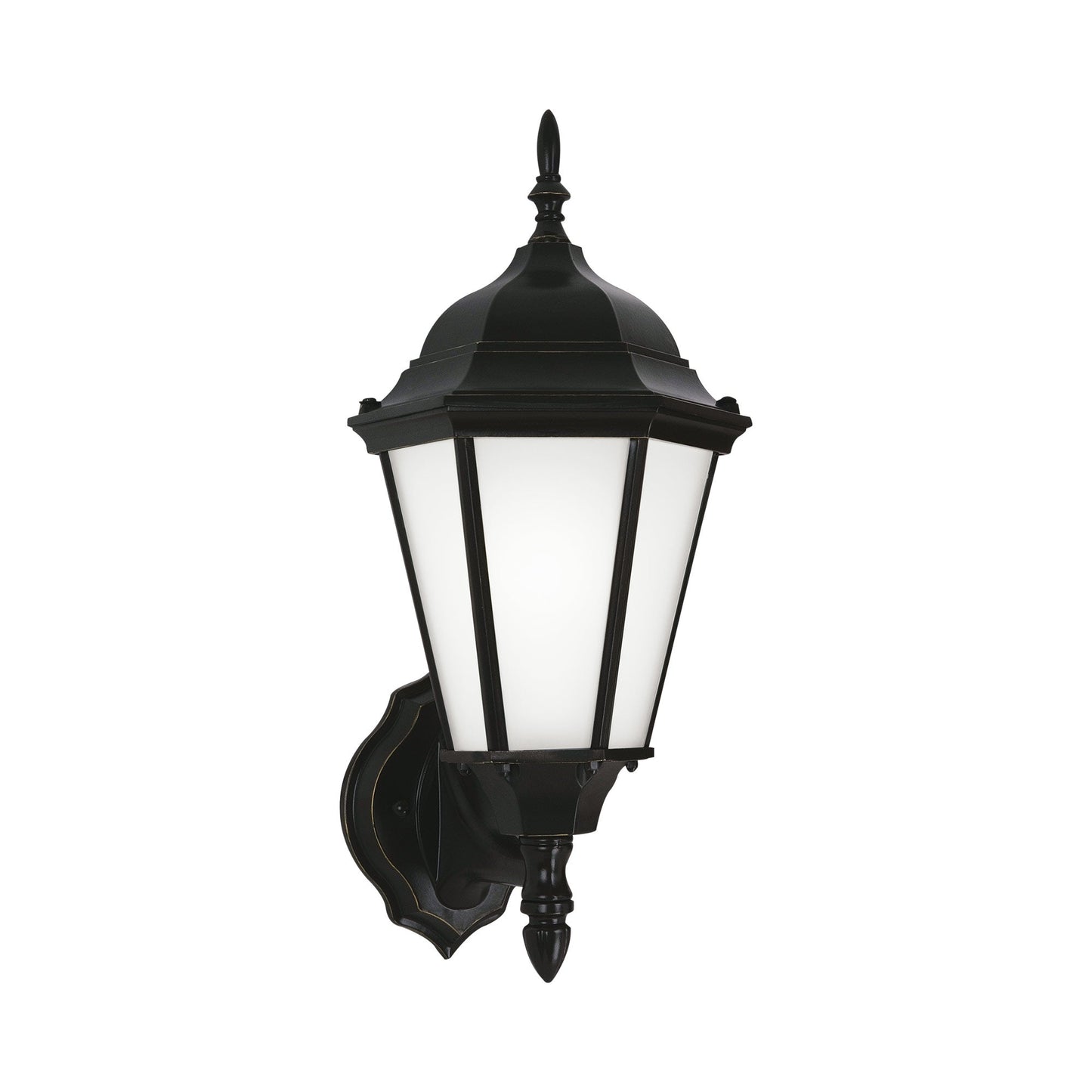 Bakersville Outdoor Glass Wall Light in Black (Satin Etched ).