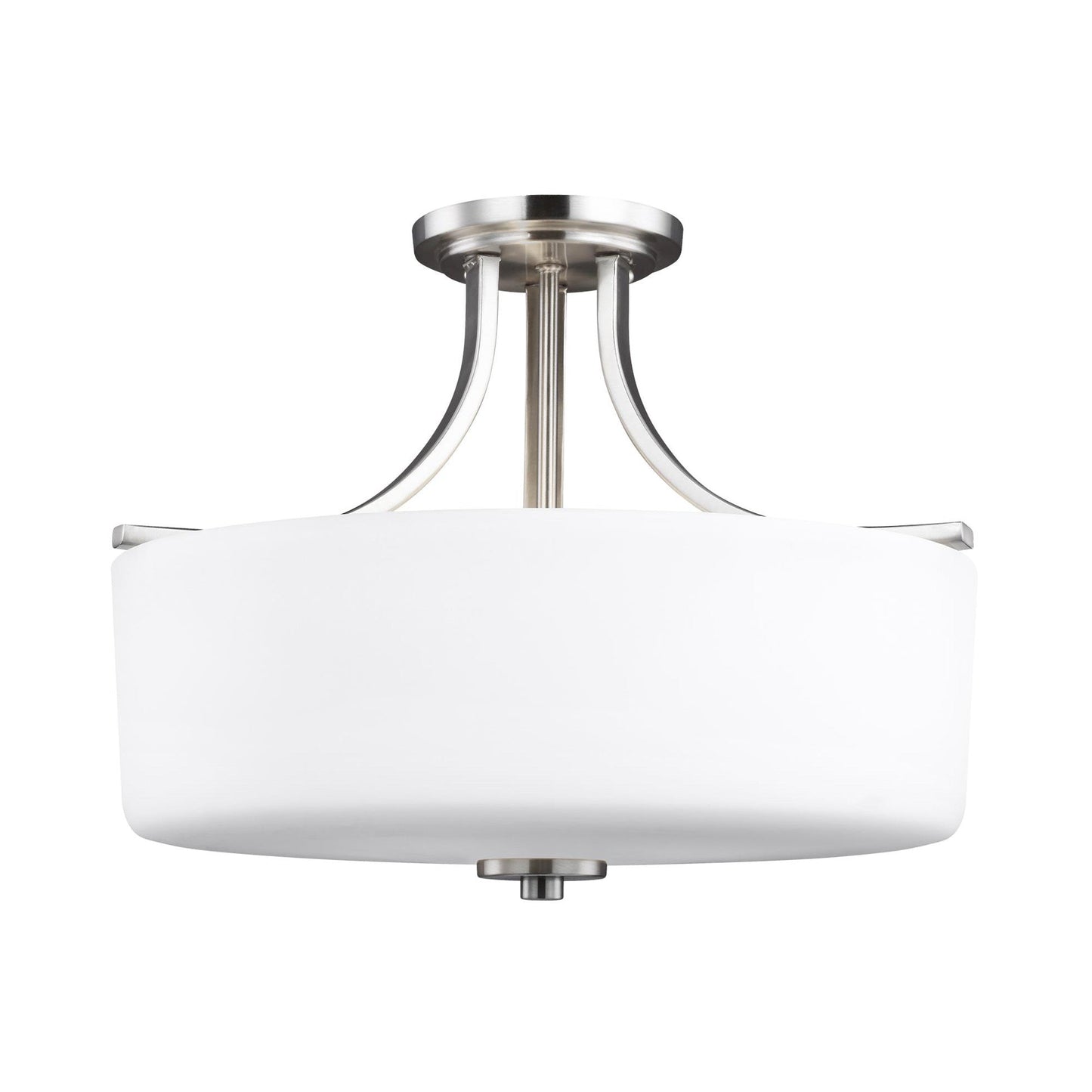 Canfield Semi-Flush Mount Ceiling Light in Brushed Nickel.