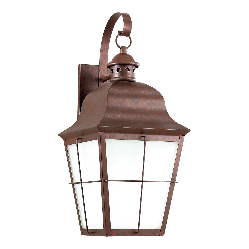 Chatham Outdoor Wall Light in Weathered Copper/White (21-Inch).