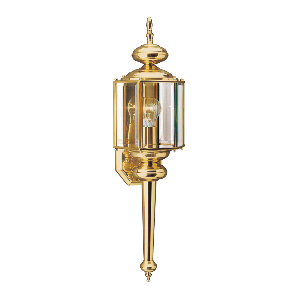 Classico Outdoor Wall Light in Polished Brass (25.5-Inch).