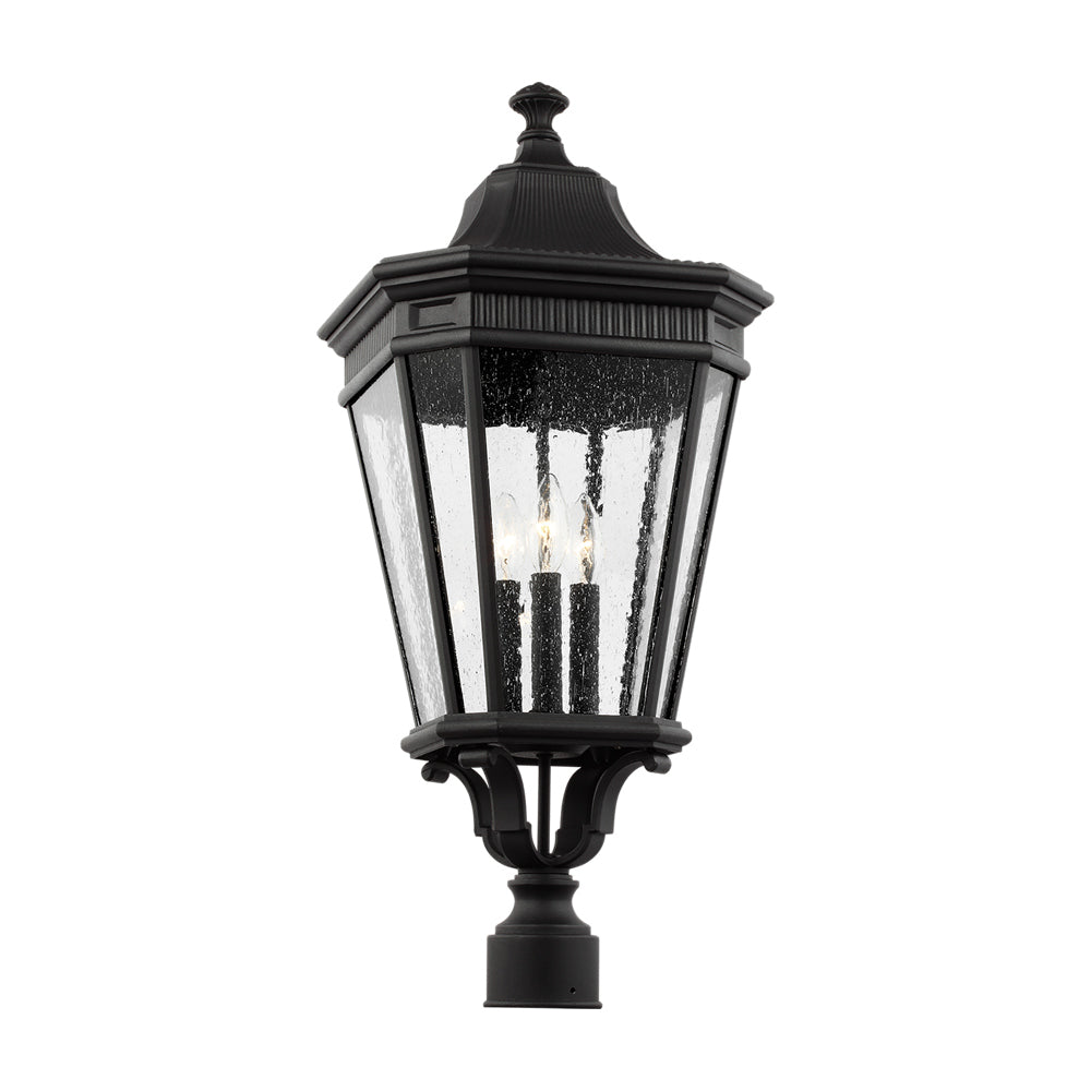Cotswold Lane Outdoor Post Light in Black/Clear Seeded (Large).