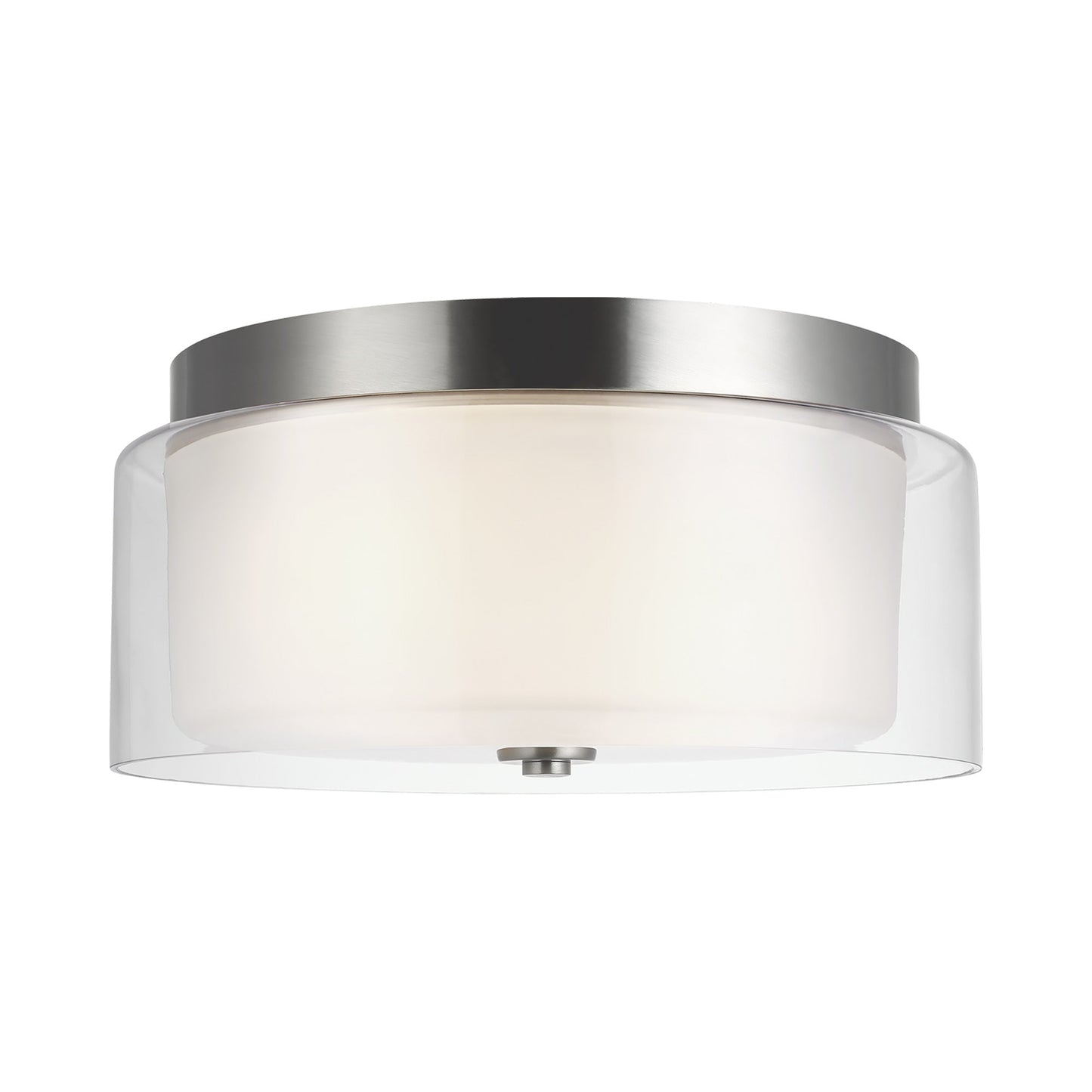 Elmwood Park Flush Mount Ceiling Light in Brushed Nickel.