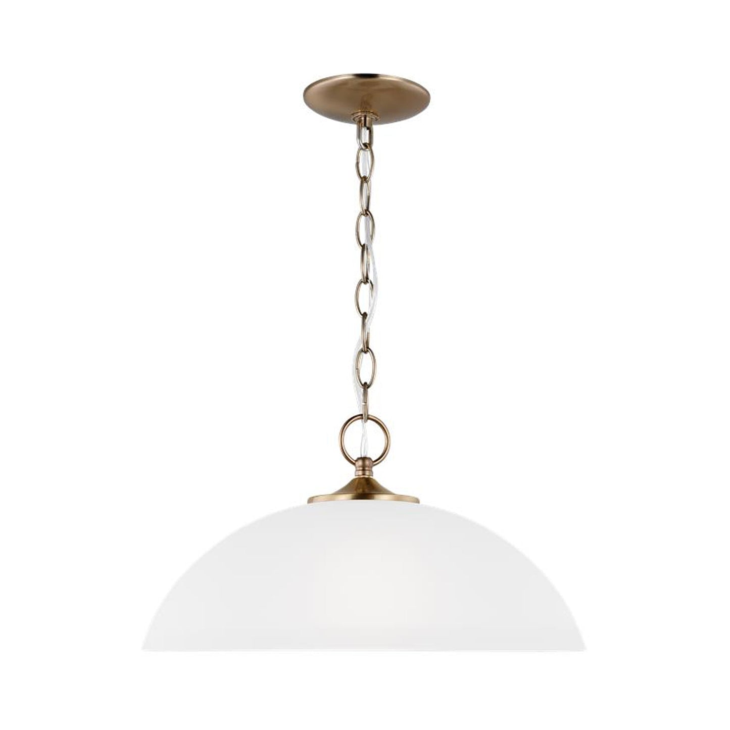 Geary Single Pendant Light in Satin Brass.