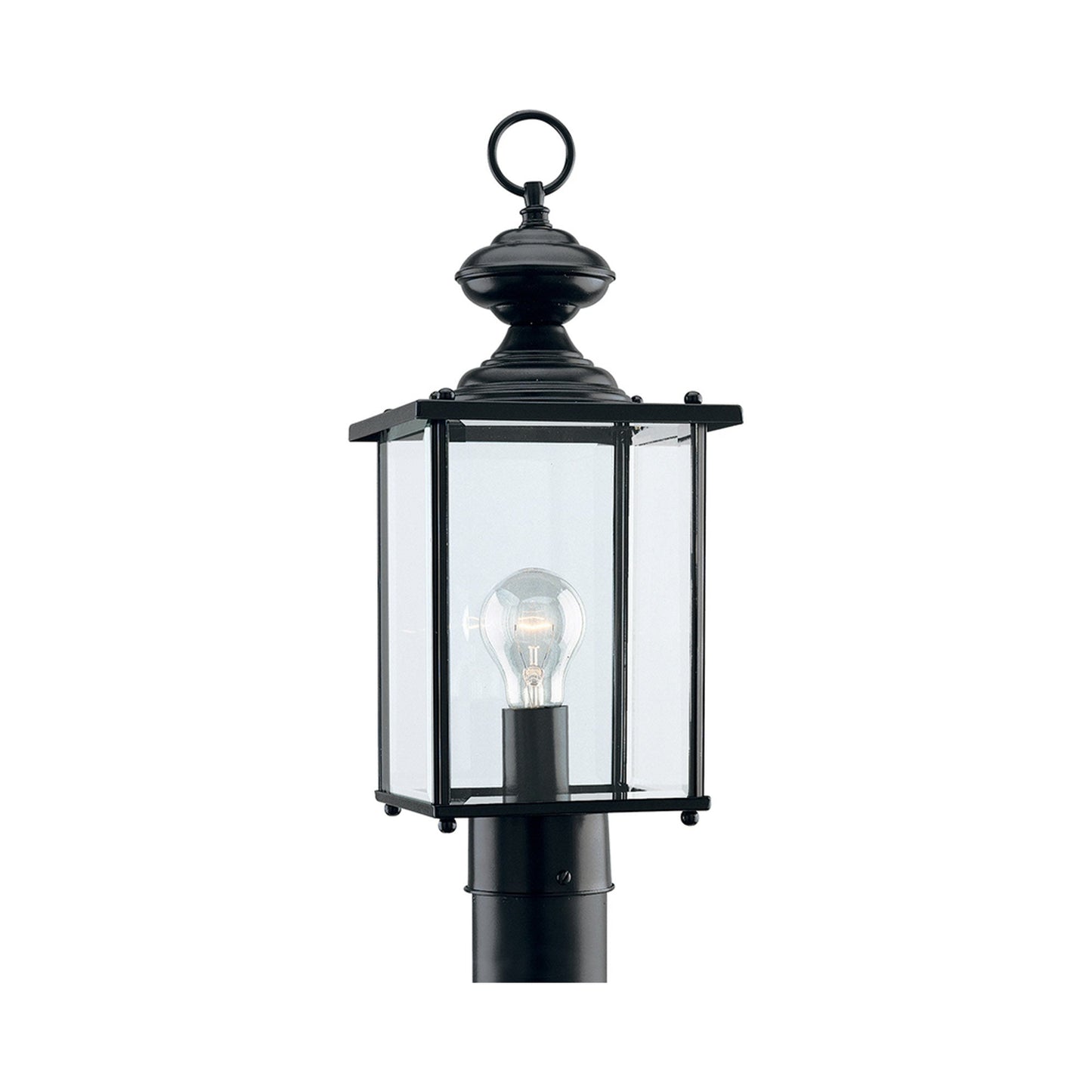 Jamestowne Outdoor Post Light in Black (Clear Beveled).