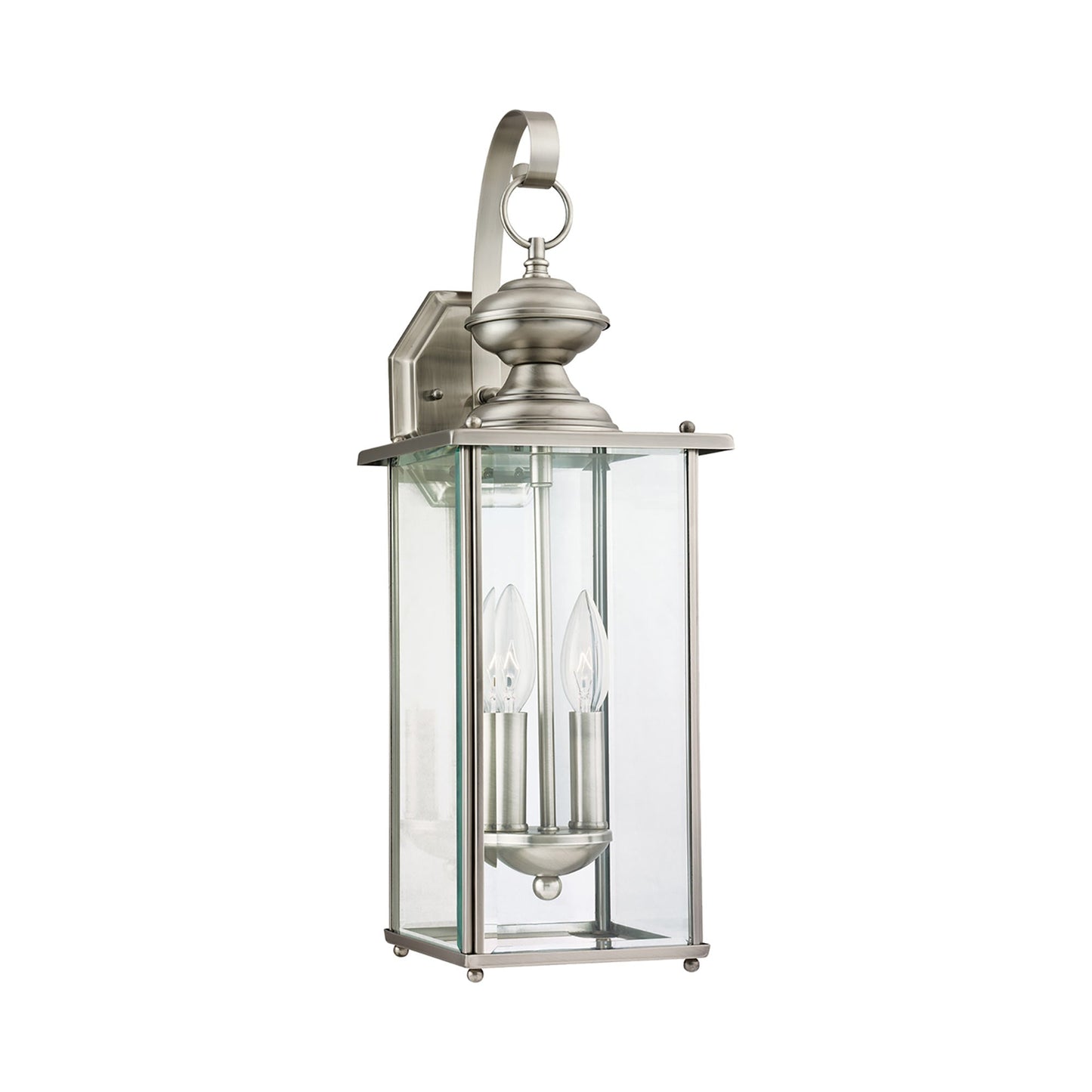 Jamestowne Outdoor Wall Light in Antique Brushed Nickel/Clear Beveled (20.25-Inch).