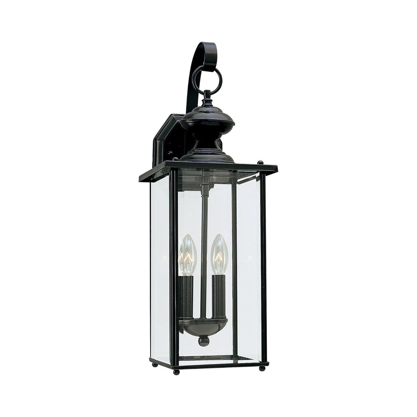 Jamestowne Outdoor Wall Light in Black/Clear Beveled (20.25-Inch).