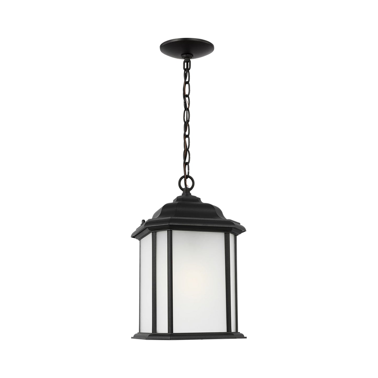 Kent Outdoor Pendant Light in Black/Satin Etched.