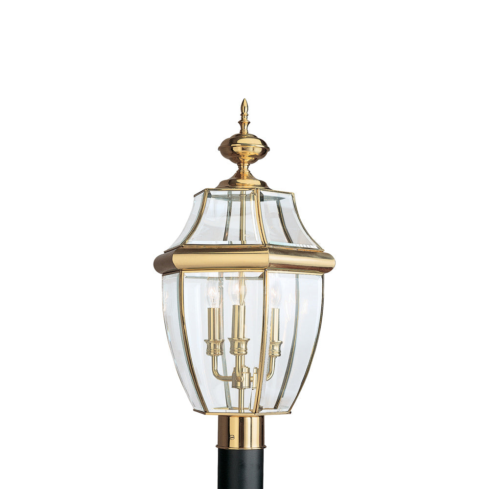 Lancaster Outdoor Post Light in Polished Brass (3-Light).
