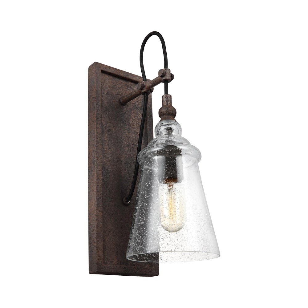Loras Bath Wall Light in Dark Weathered Iron.