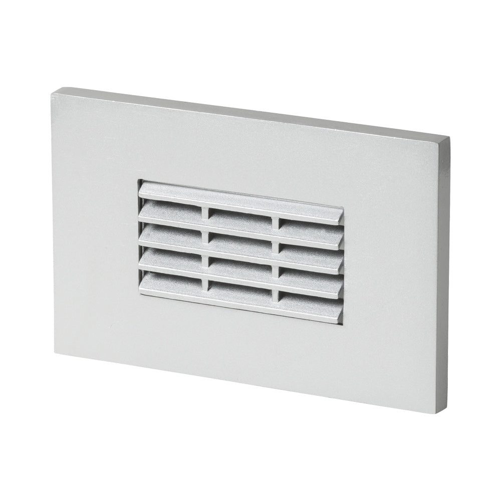 Louver Outdoor LED Step Light in Satin Nickel.