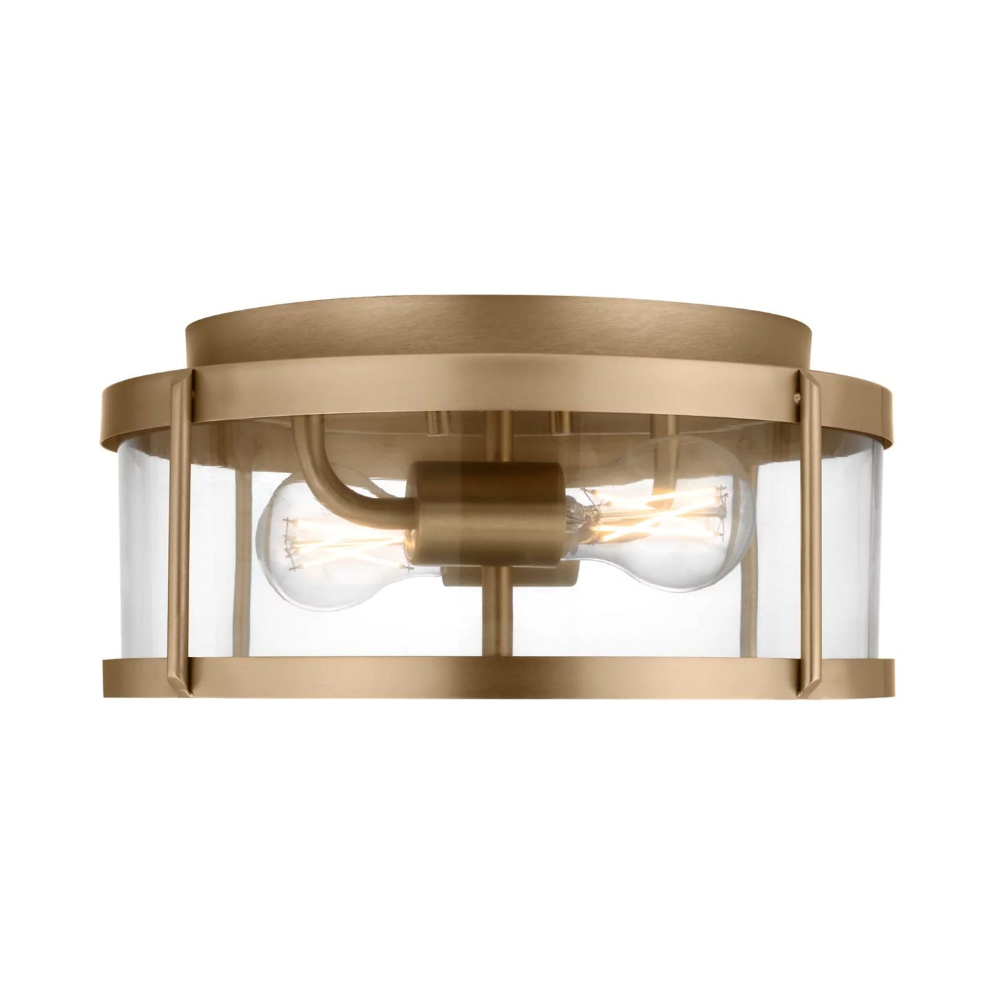 Lumra Flush Mount Ceiling Light in Satin Brass.