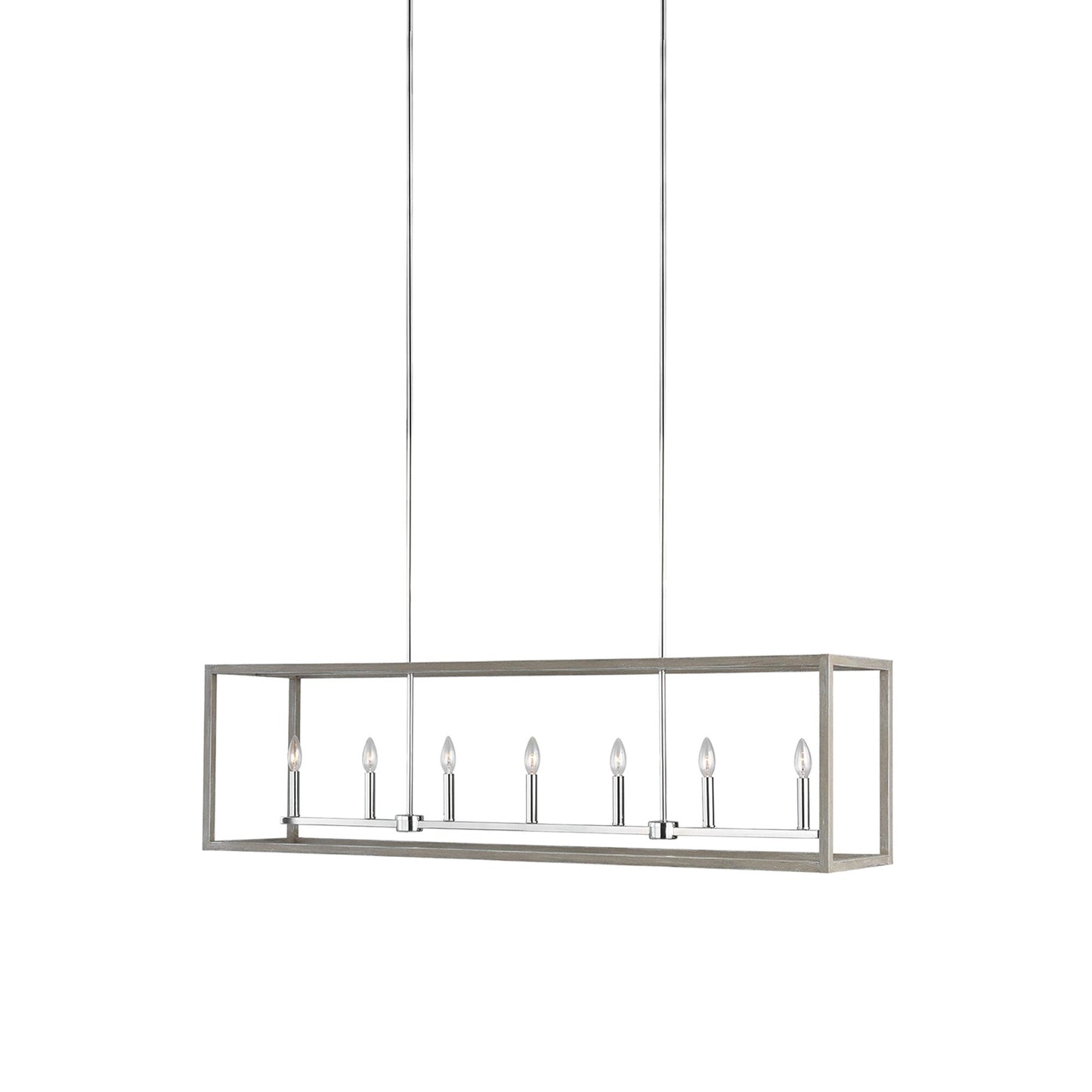 Moffet Street Linear Pendant Light in Washed Pine (7-Light).