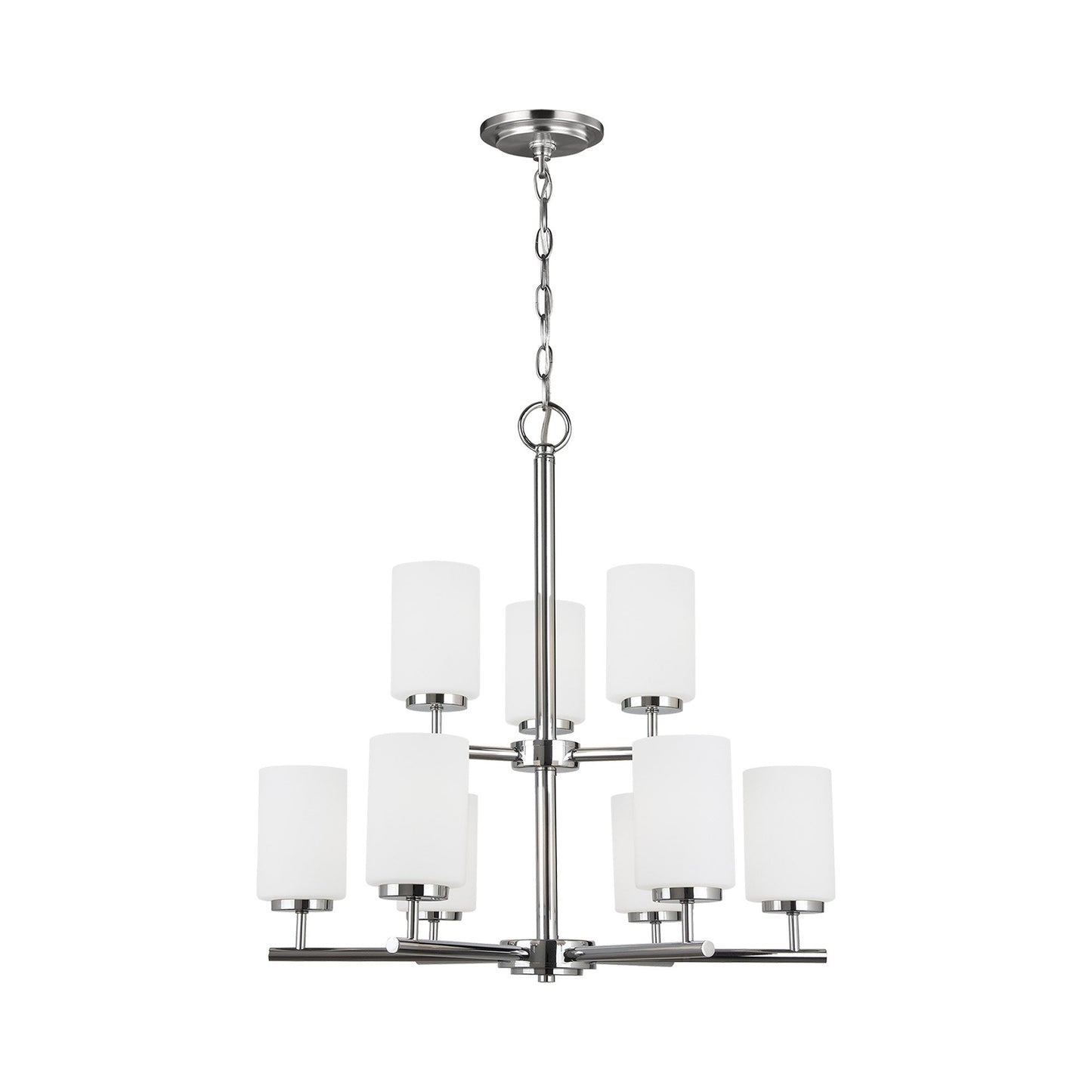 Oslo Chandelier in Chrome/Cased Opal Etched (9-Light).