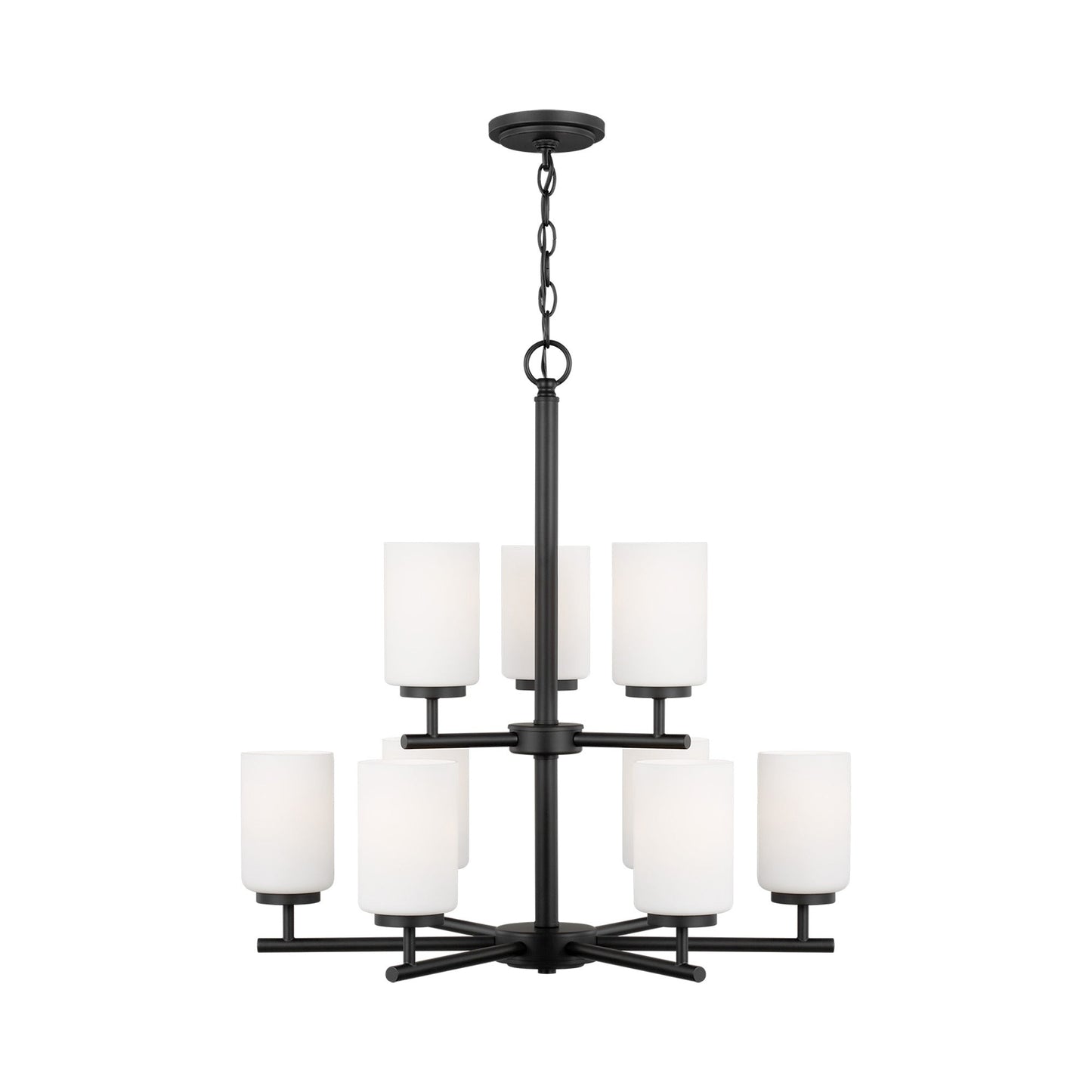 Oslo Chandelier in Midnight Black/Cased Opal Etched (9-Light).