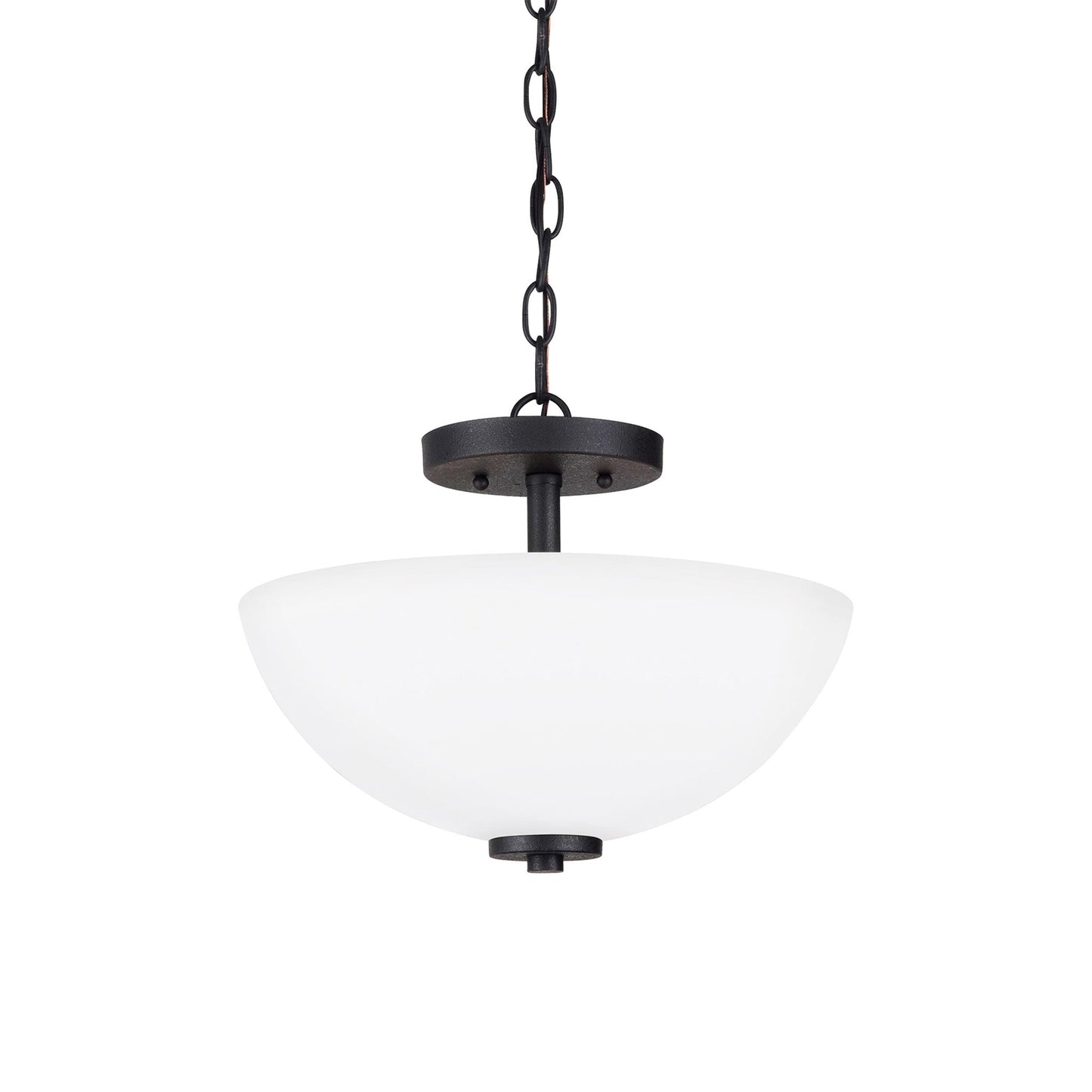 Oslo Semi-Flush Convertible Pendant Light in Midnight Black.