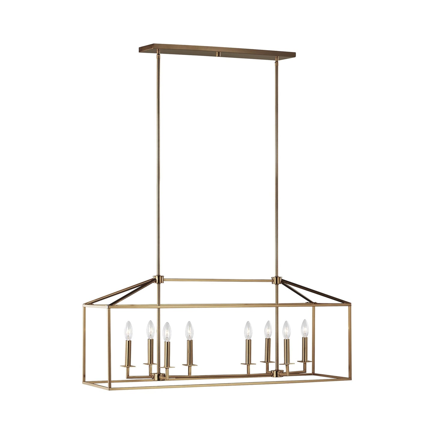 Perryton Linear Pendant Light in Satin Brass.