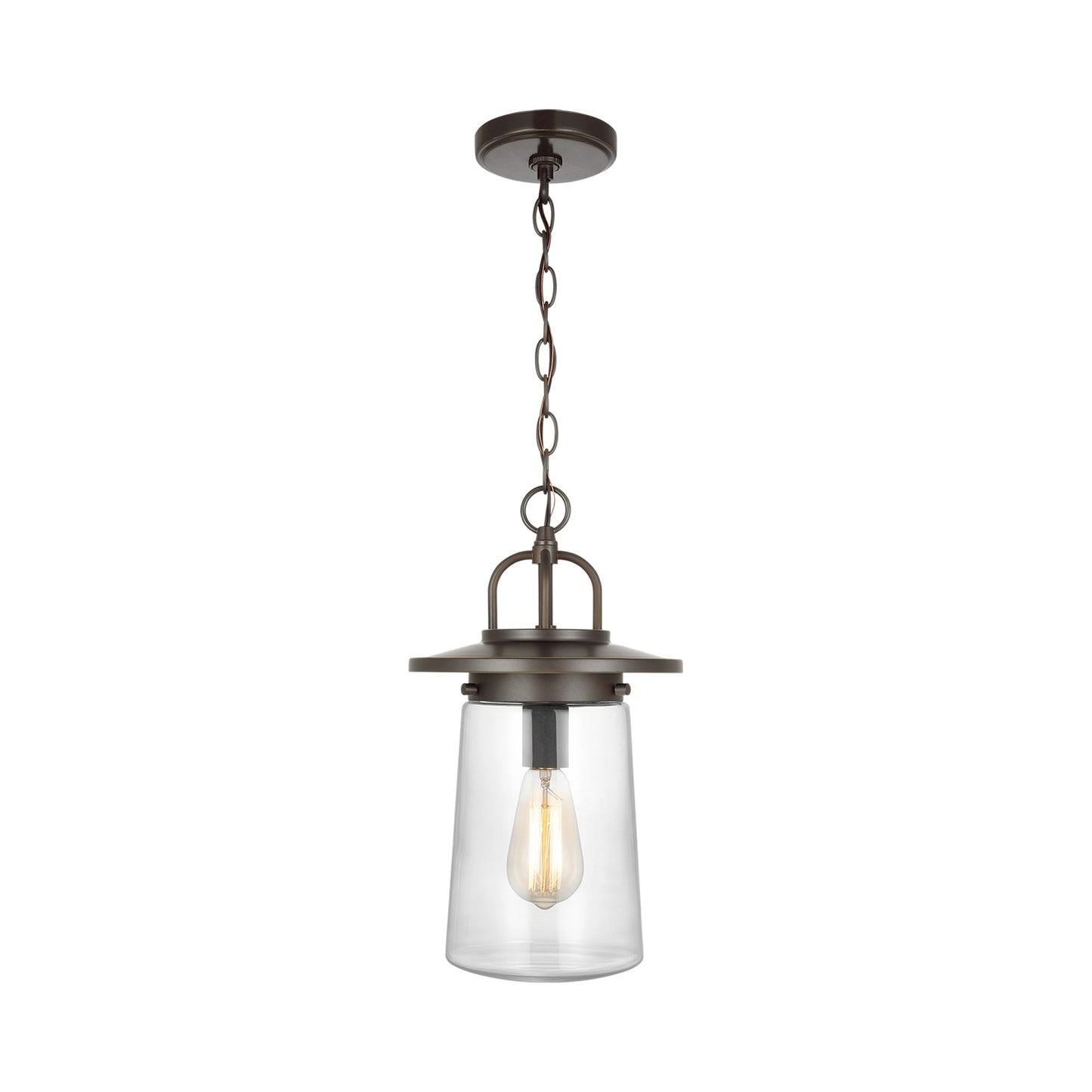 Tybee Outdoor Pendant Light in Antique Bronze.