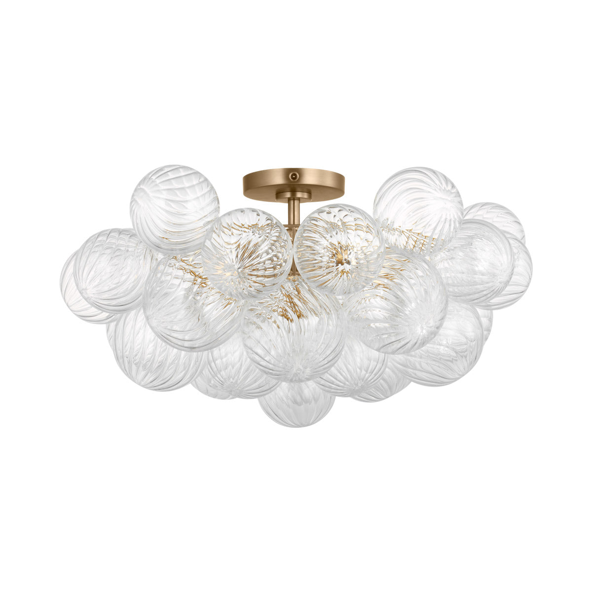 Zia Flush Mount Ceiling Light in Satin Brass.