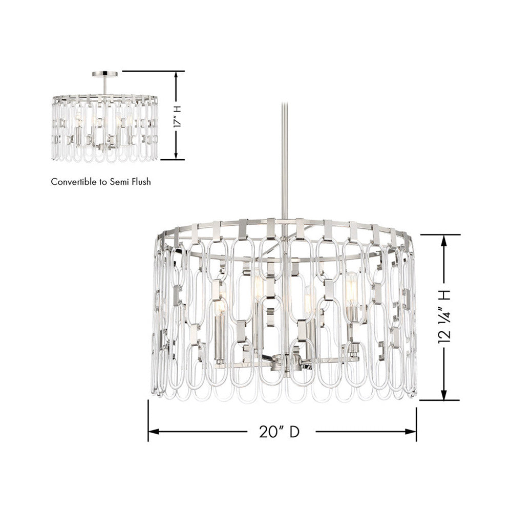 Charming Convertible Pendant Light - line drawing.