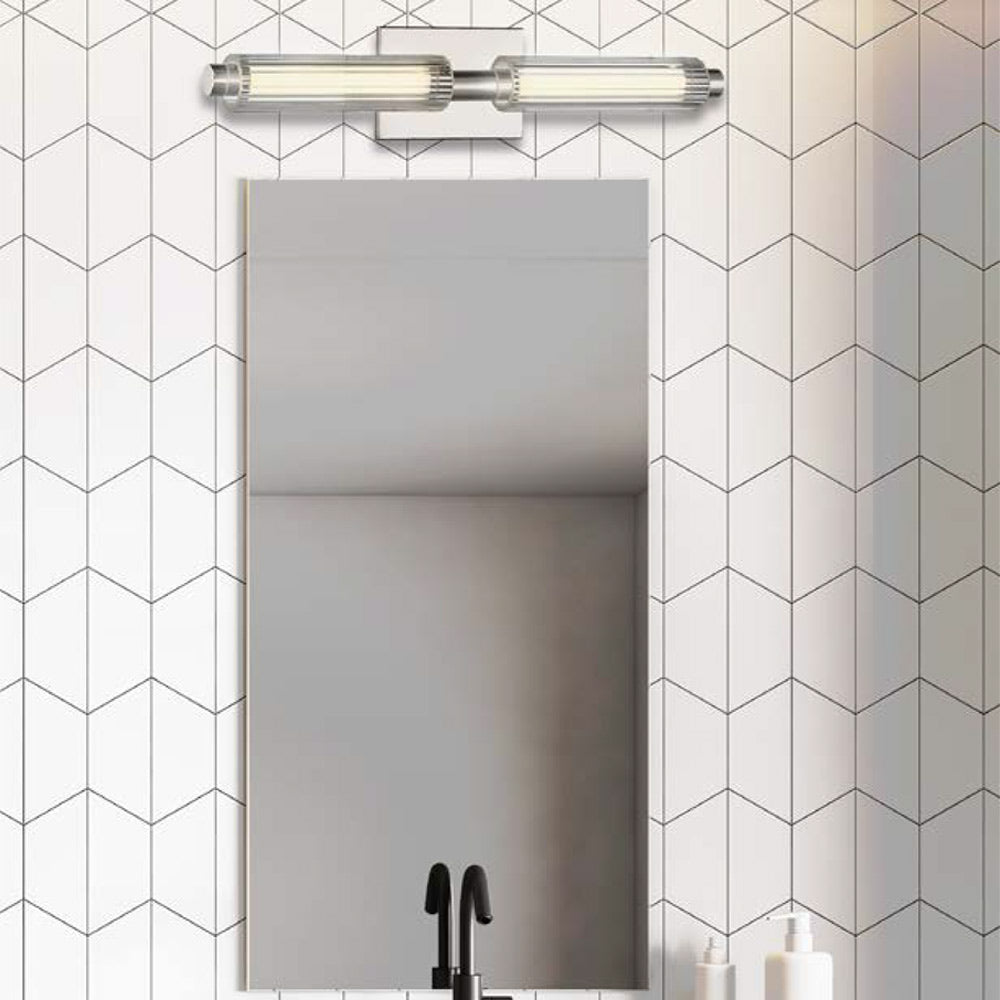 Double Barrel LED Bath Wall Light in bathroom.