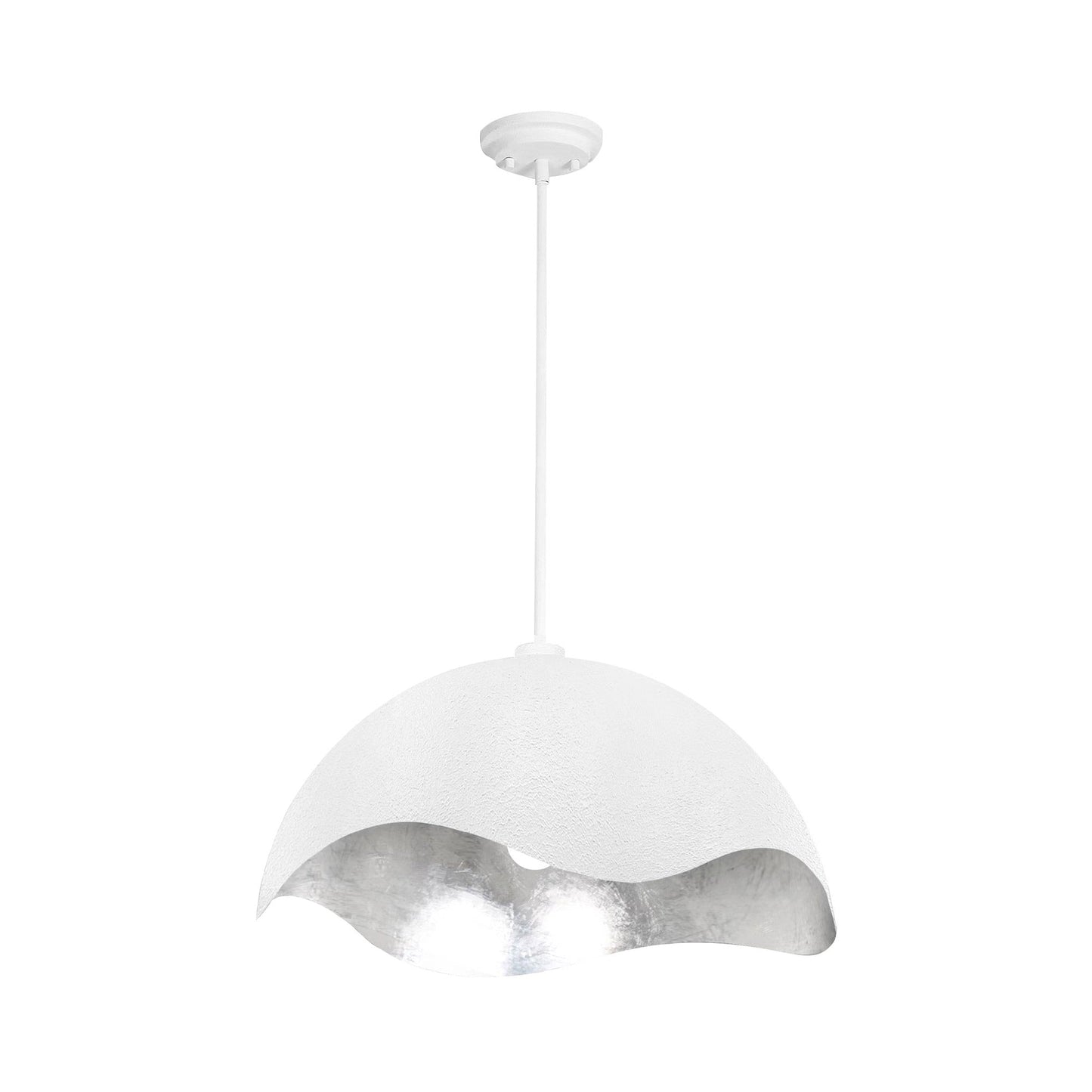 Eclos Pendant Light in Textured White/Sliver Leaf (23.88-Inch).