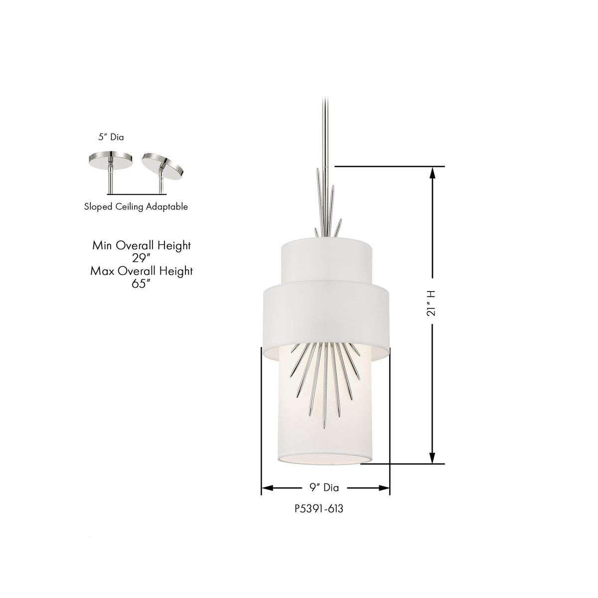Gramercy Mini Pendant Light - line drawing.