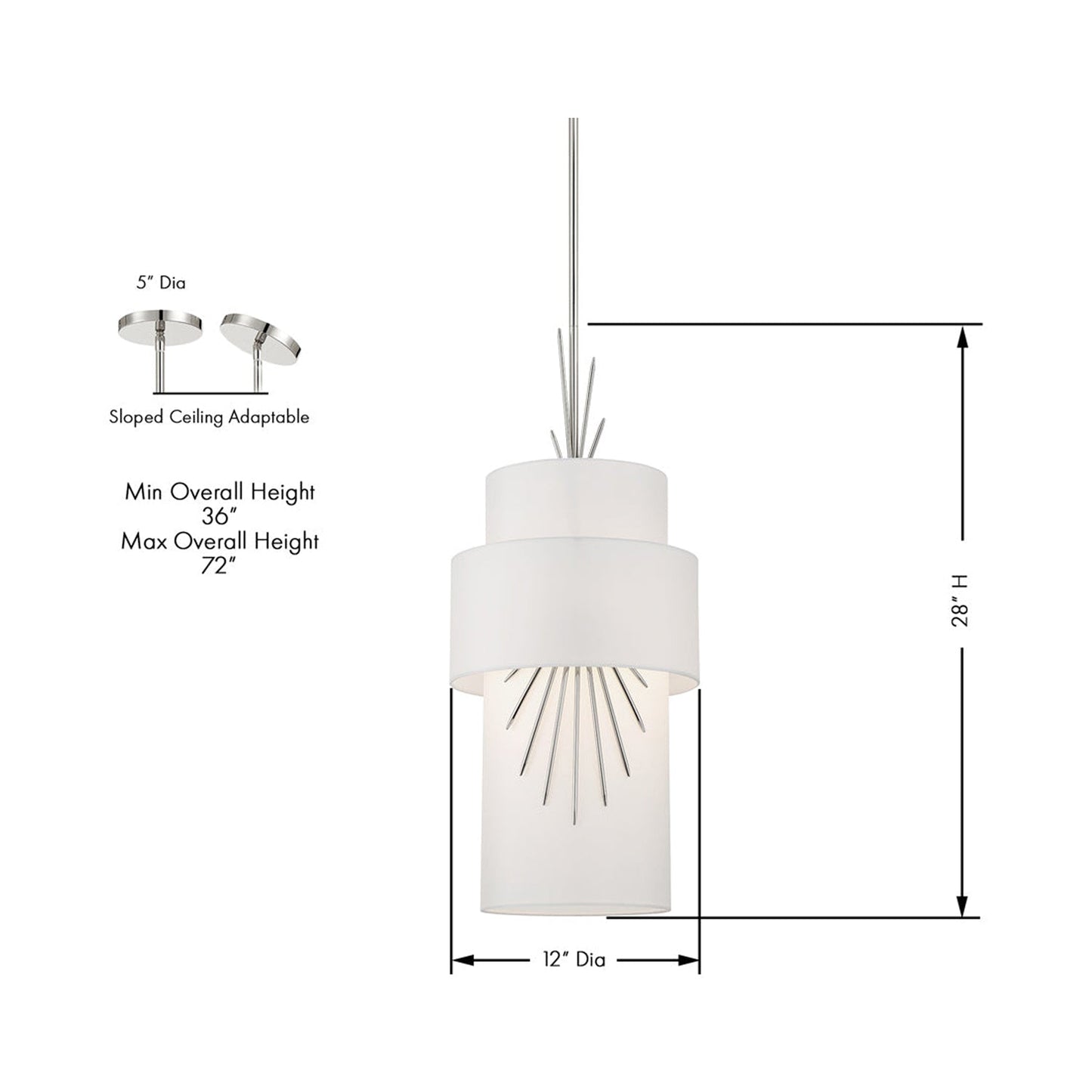 Gramercy Mini Pendant Light - line drawing.