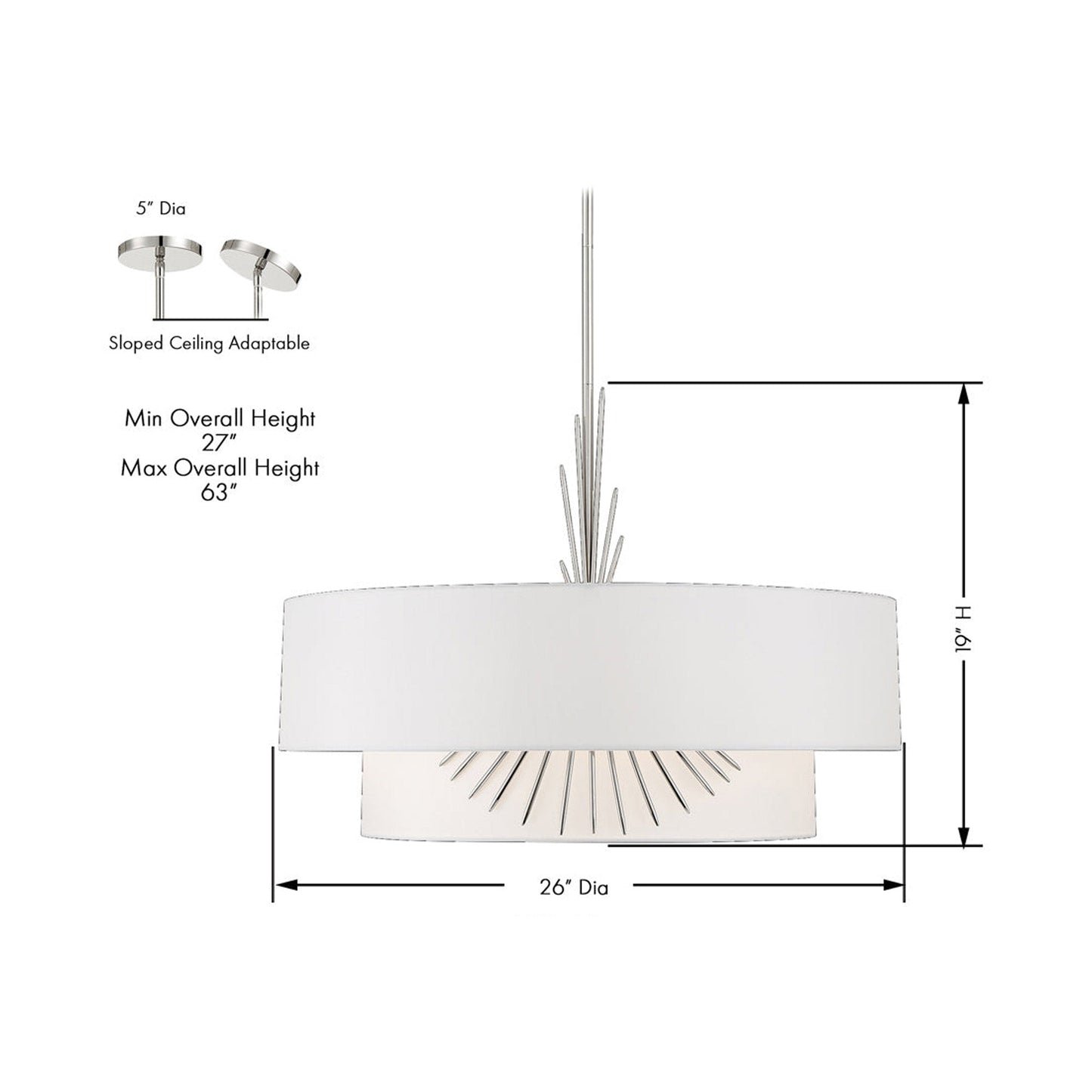 Gramercy Pendant Light - line drawing.