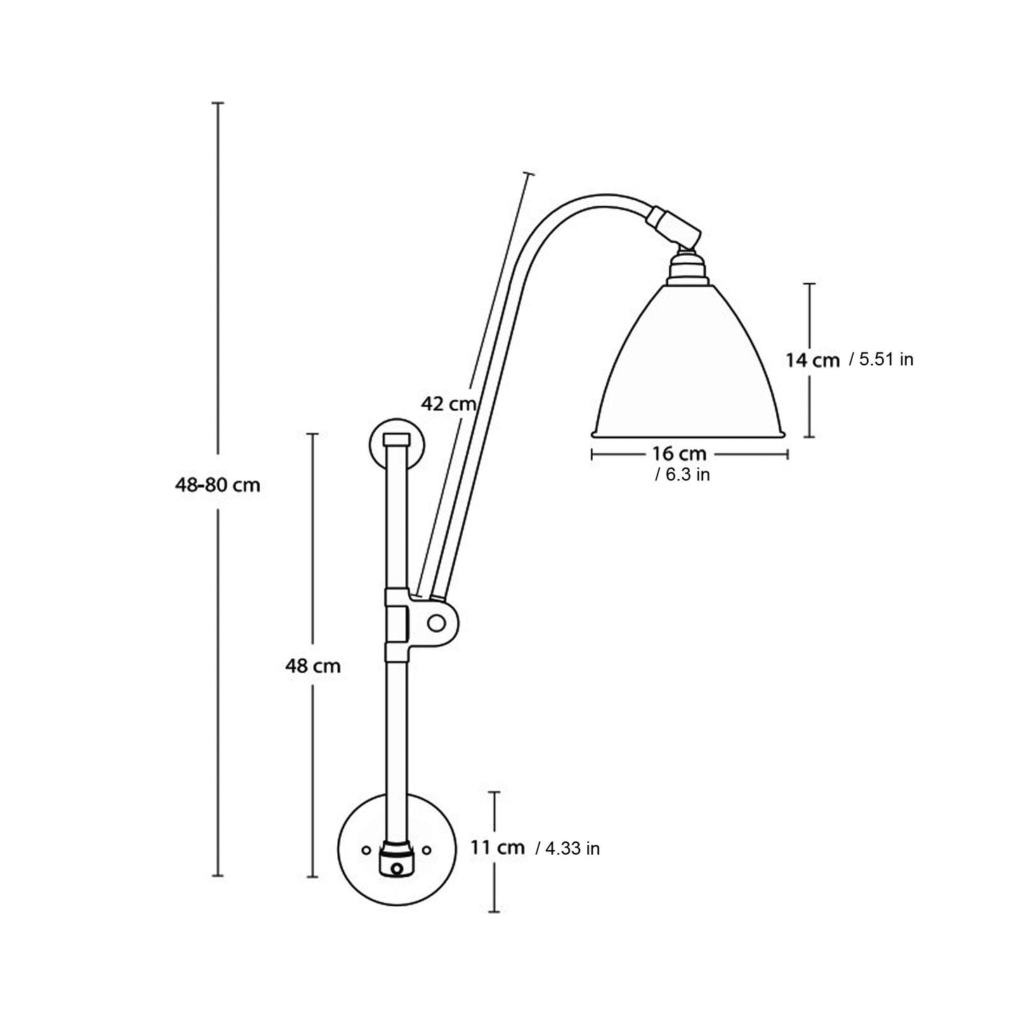 Bestlite BL5 Wall Light - line drawing.