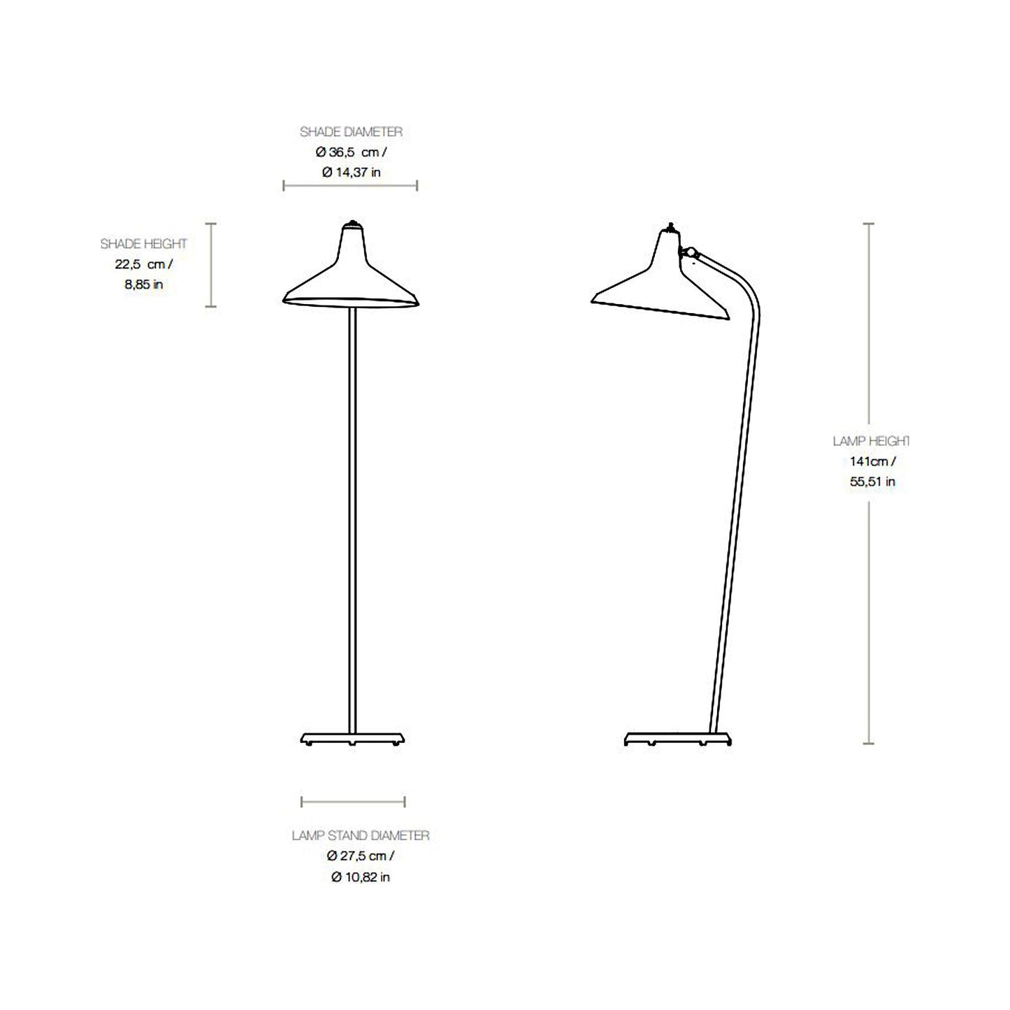 G-10 Floor Lamp - line drawing.