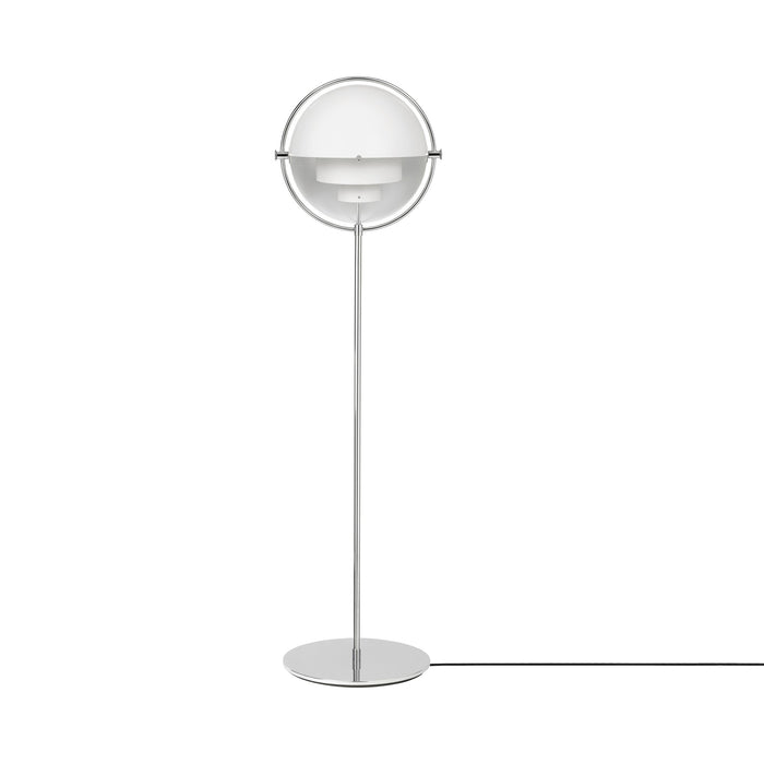 Multi-Lite Floor Lamp in Chrome/White Semi Matt.