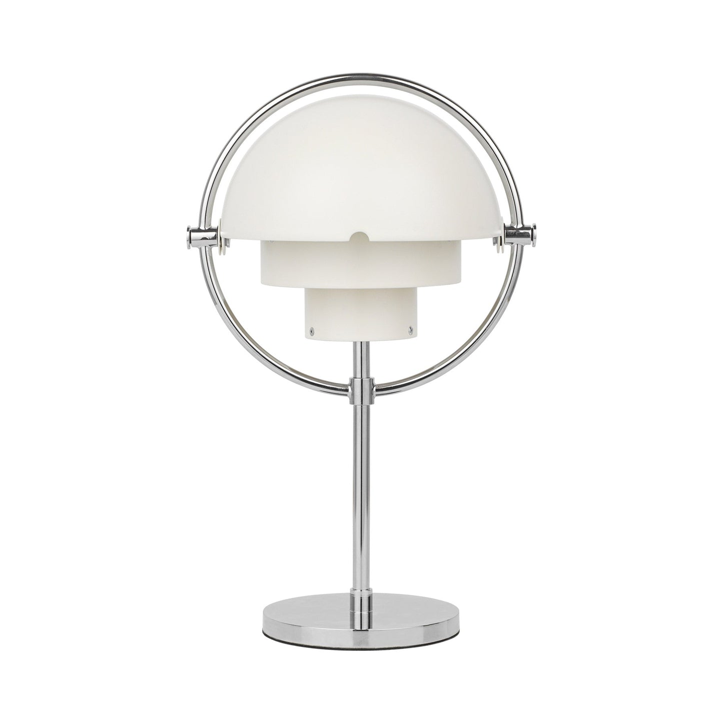 Multi-Lite LED Rechargeable Table Lamp in Chrome/White Semi Matt.