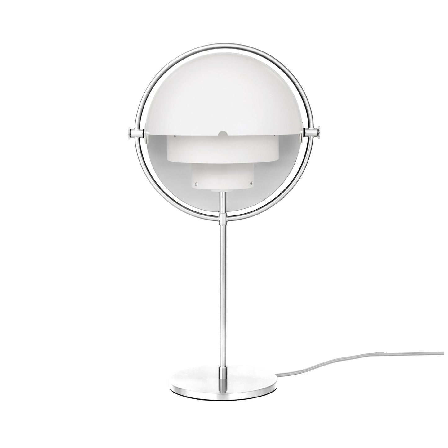 Multi-Lite Table Lamp in Chrome/White Semi Matt.