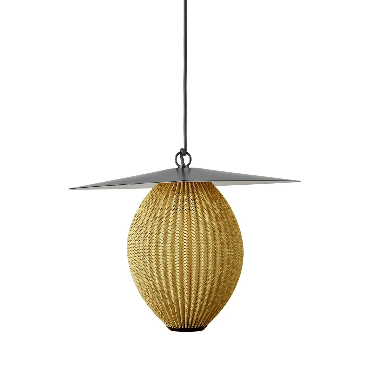 Satellite Outdoor Pendant Light in Mustard Gold Semi Matt.