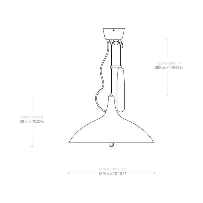 Tynell A1965 Pendant Light - line drawing.