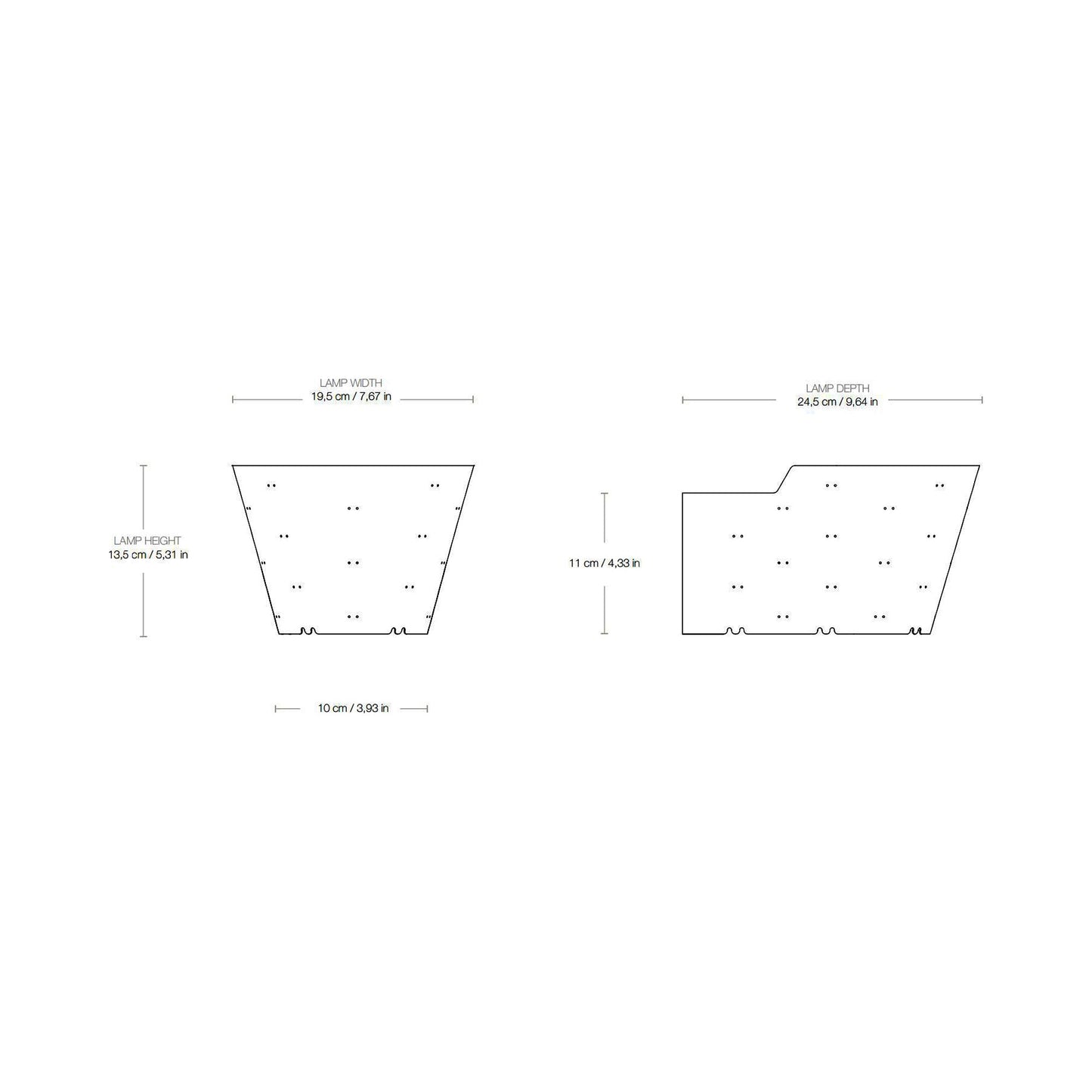 Tynell Wall Light - line drawing.