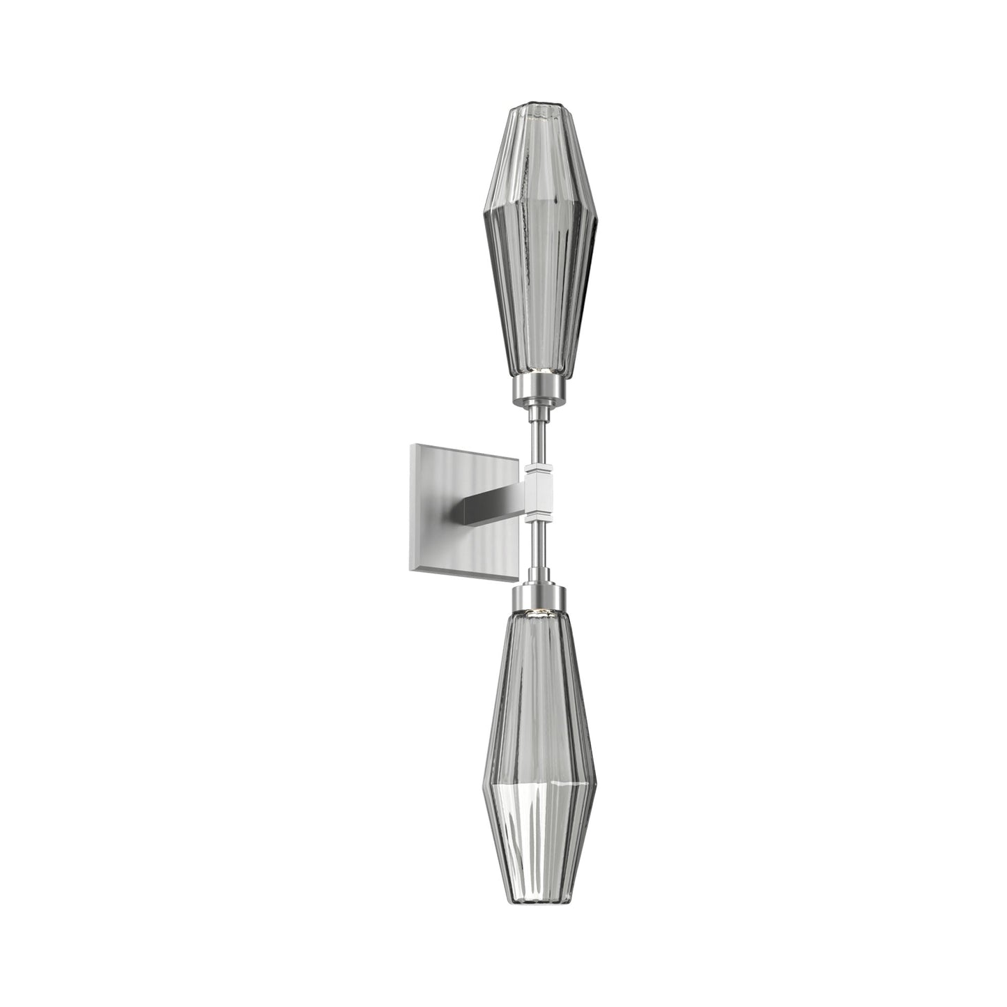 Aalto Double LED Wall Light in Satin Nickel/Smoke Blown Glass.