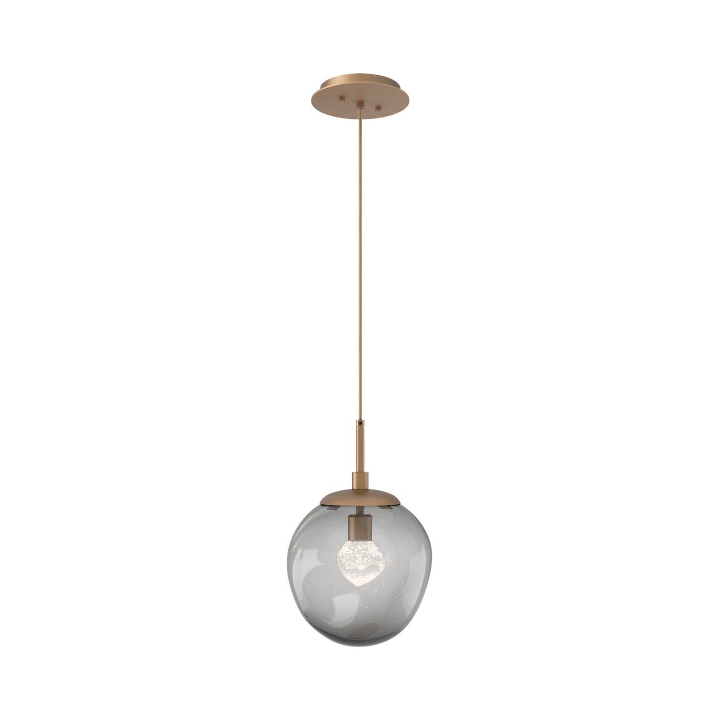 Aster LED Pendant Light in Novel Brass/Smoke/Zircon Crystal.
