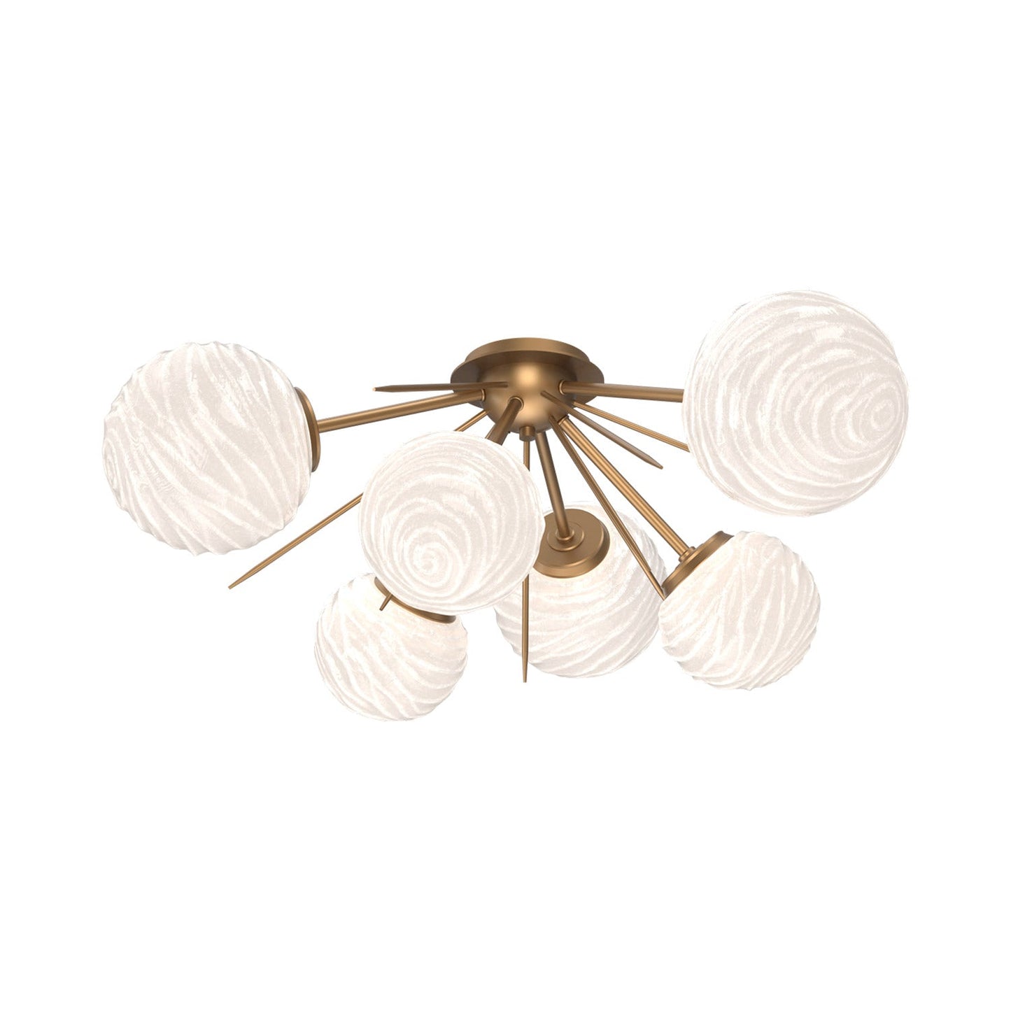Gaia LED Flush Mount Ceiling Light in Novel Brass/White Blown Glass.