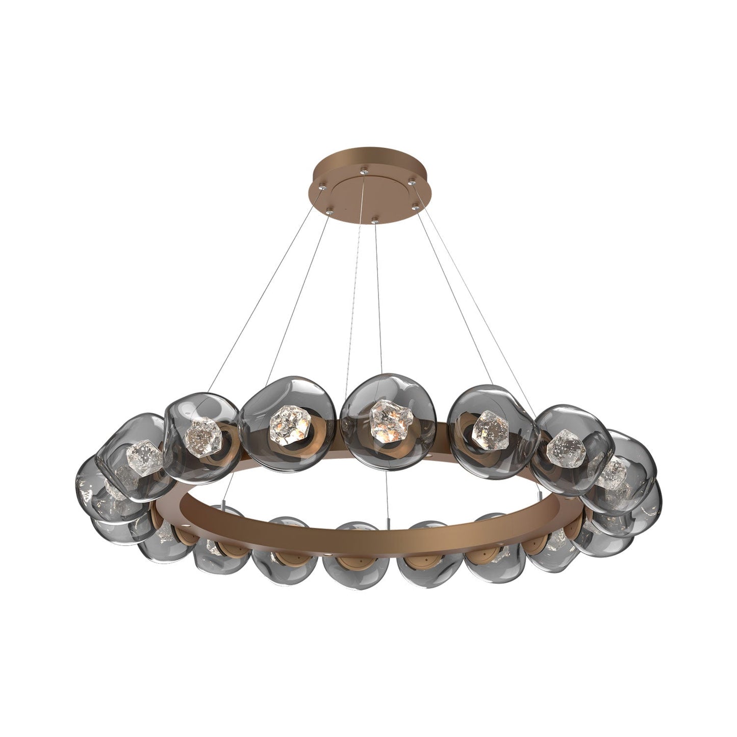 Luna Radial Ring Smoke LED Chandelier in Novel Brass (Zircon Crystal/50.9-Inch).